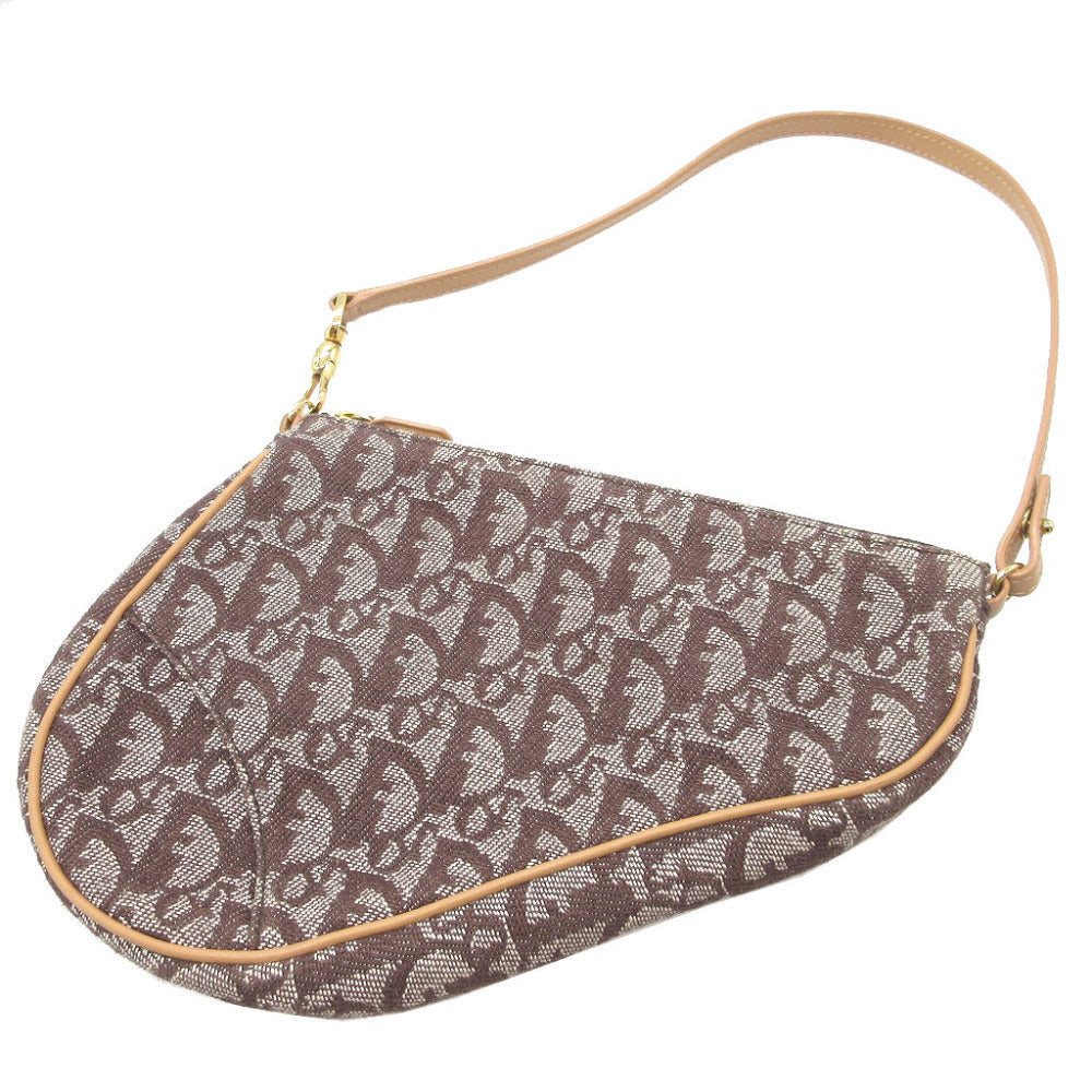 Christian Dior Handbag canvas Brown Saddle pouch Trotter Women Used