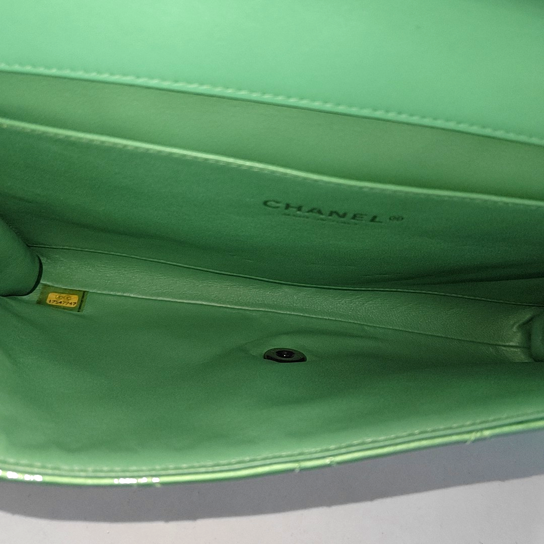 Chanel Envelope Clutch with Chains 2013 Shoulder Bag Apple Green Patent Leather