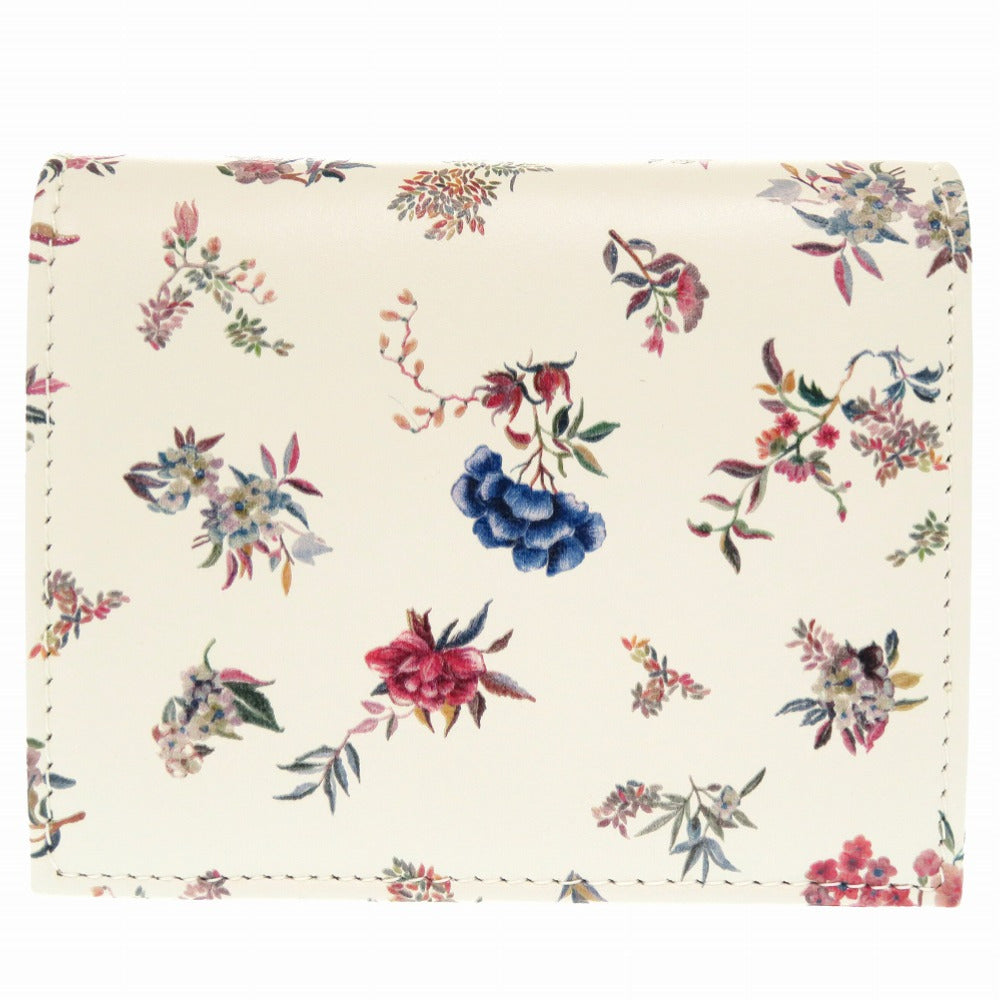 Christian Dior Bifold Wallet leather Ivory CARO flower print Women Used