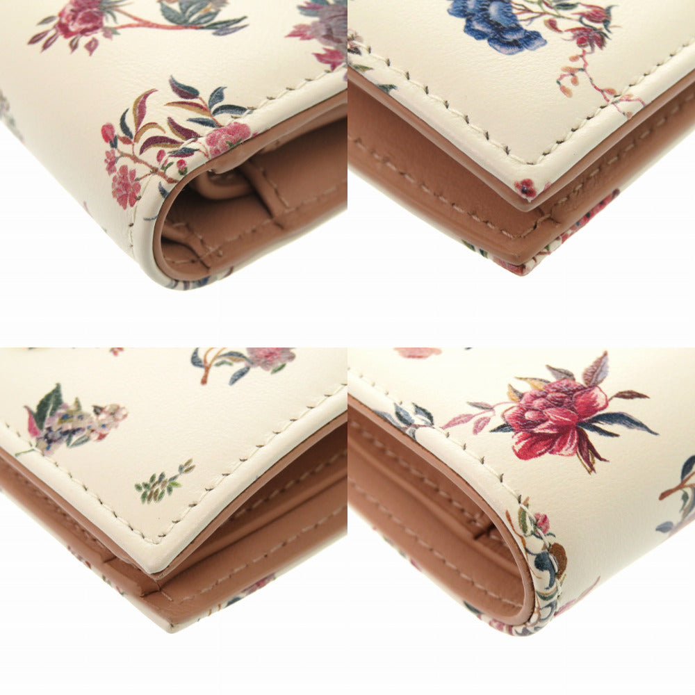 Christian Dior Bifold Wallet leather Ivory CARO flower print Women Used