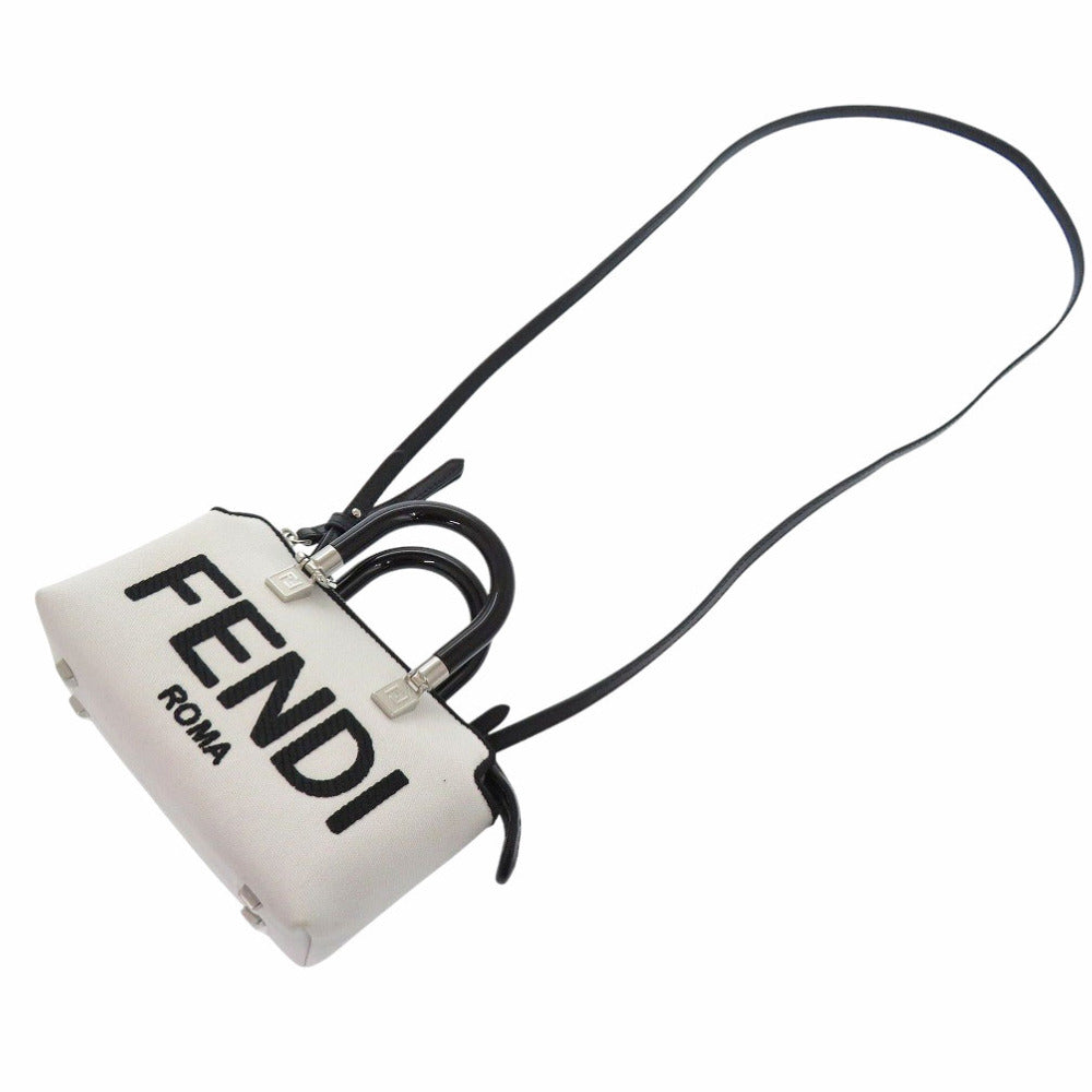 FENDI Handbag 8BS067 ANVG Canvas, Leather white By the way small