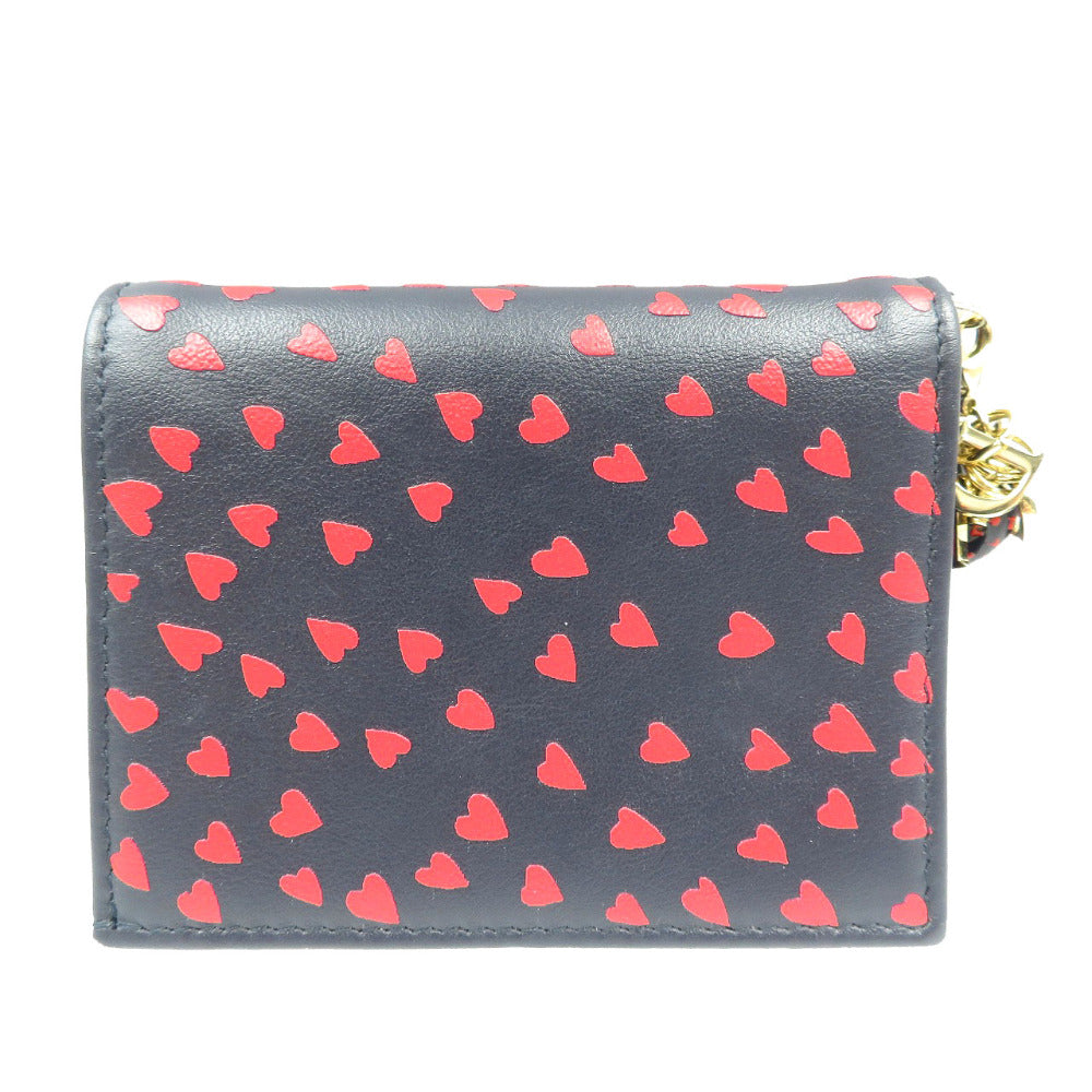 Christian Dior Bifold Wallet leather Navy Lady Dior