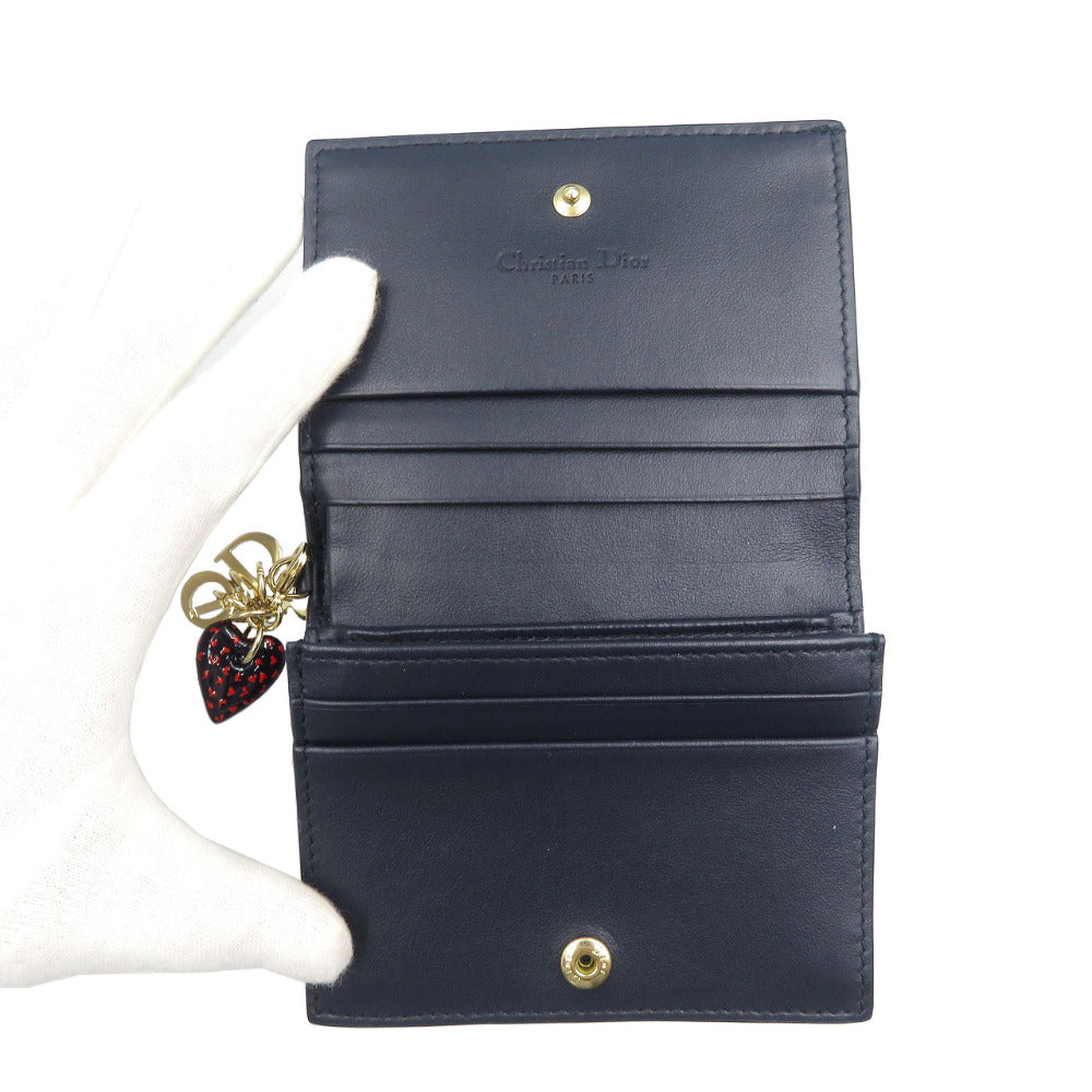 Christian Dior Bifold Wallet leather Navy Lady Dior