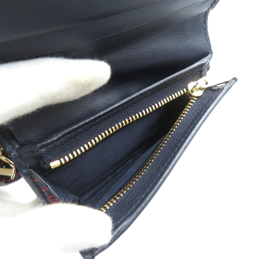 Christian Dior Bifold Wallet leather Navy Lady Dior