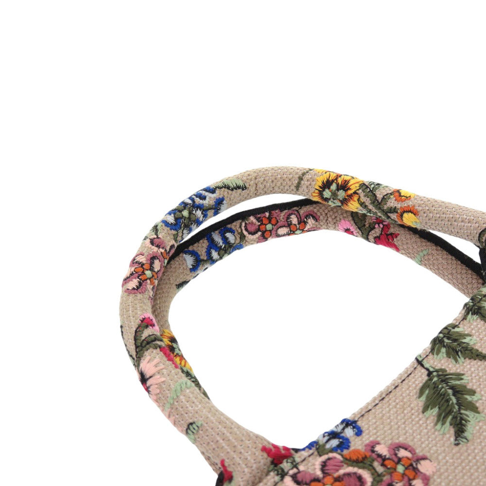 Christian Dior Tote Bag canvas beige Small Floral Book Tote