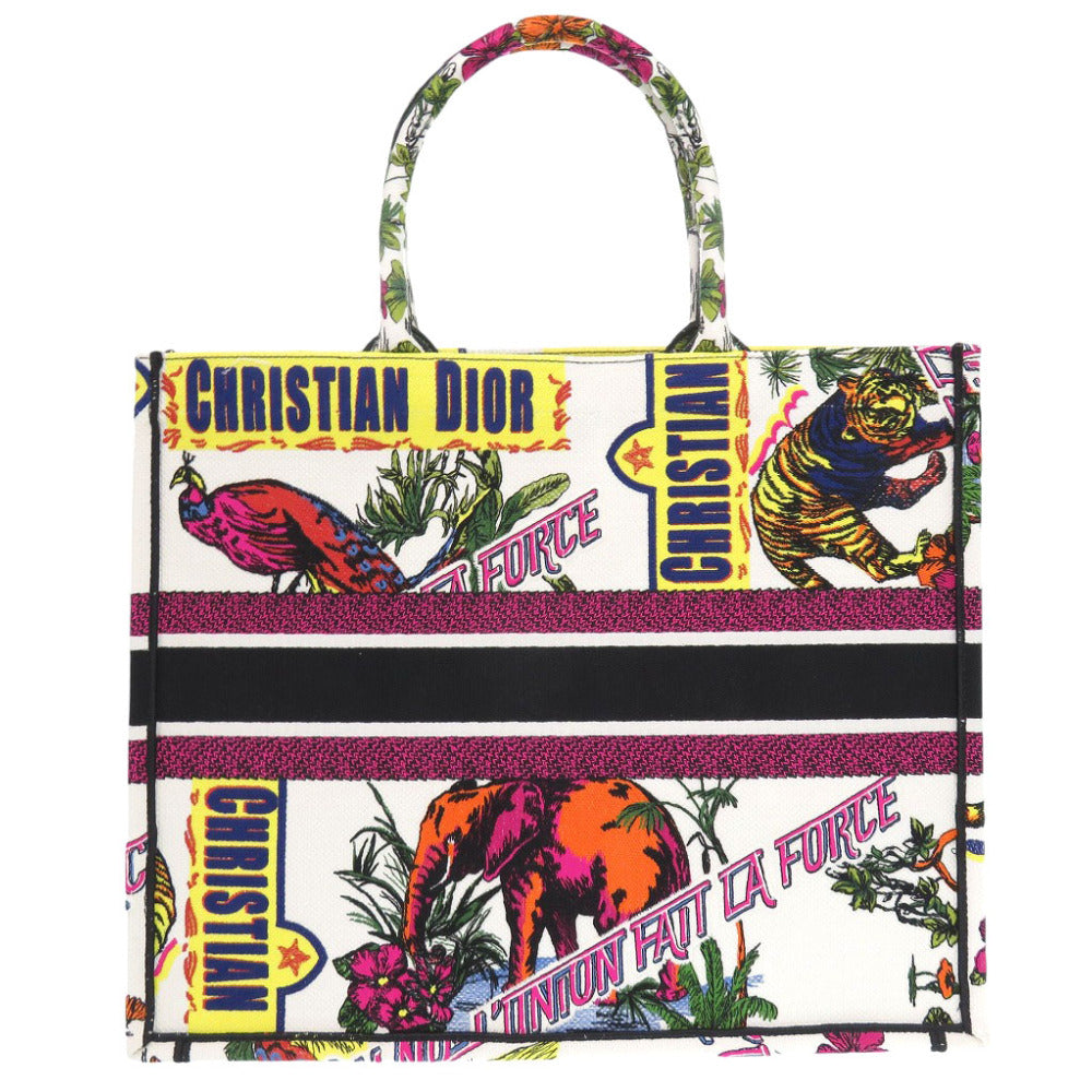 Christian Dior Tote Bag canvas white book tote large