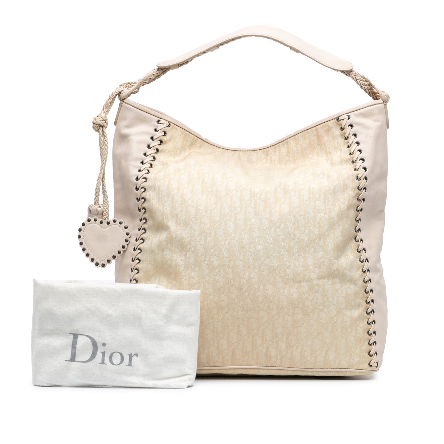 Beige Dior Diorissimo Canvas and Leather Ethnic Tote