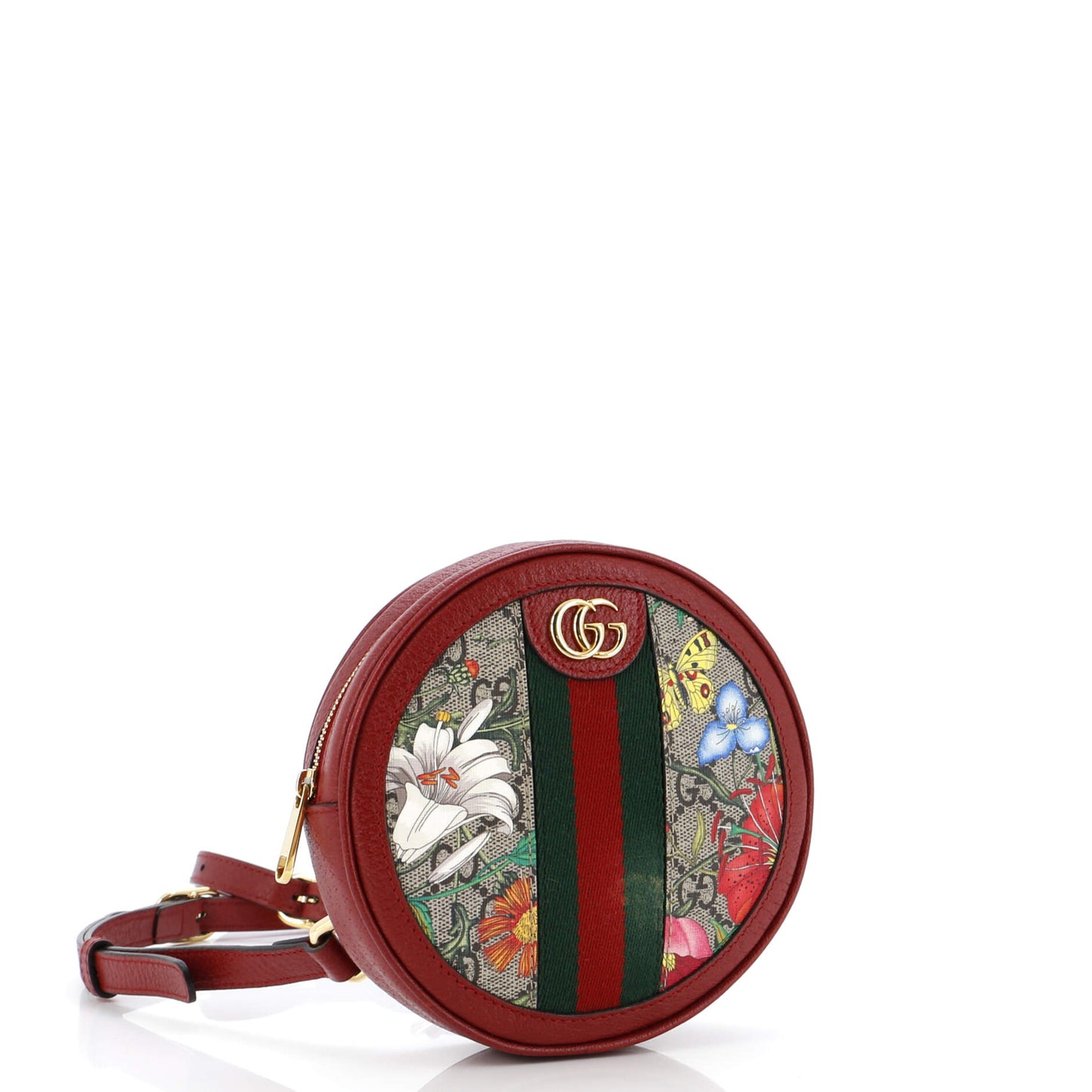 Ophidia Round Backpack Flora GG Coated Canvas Mini