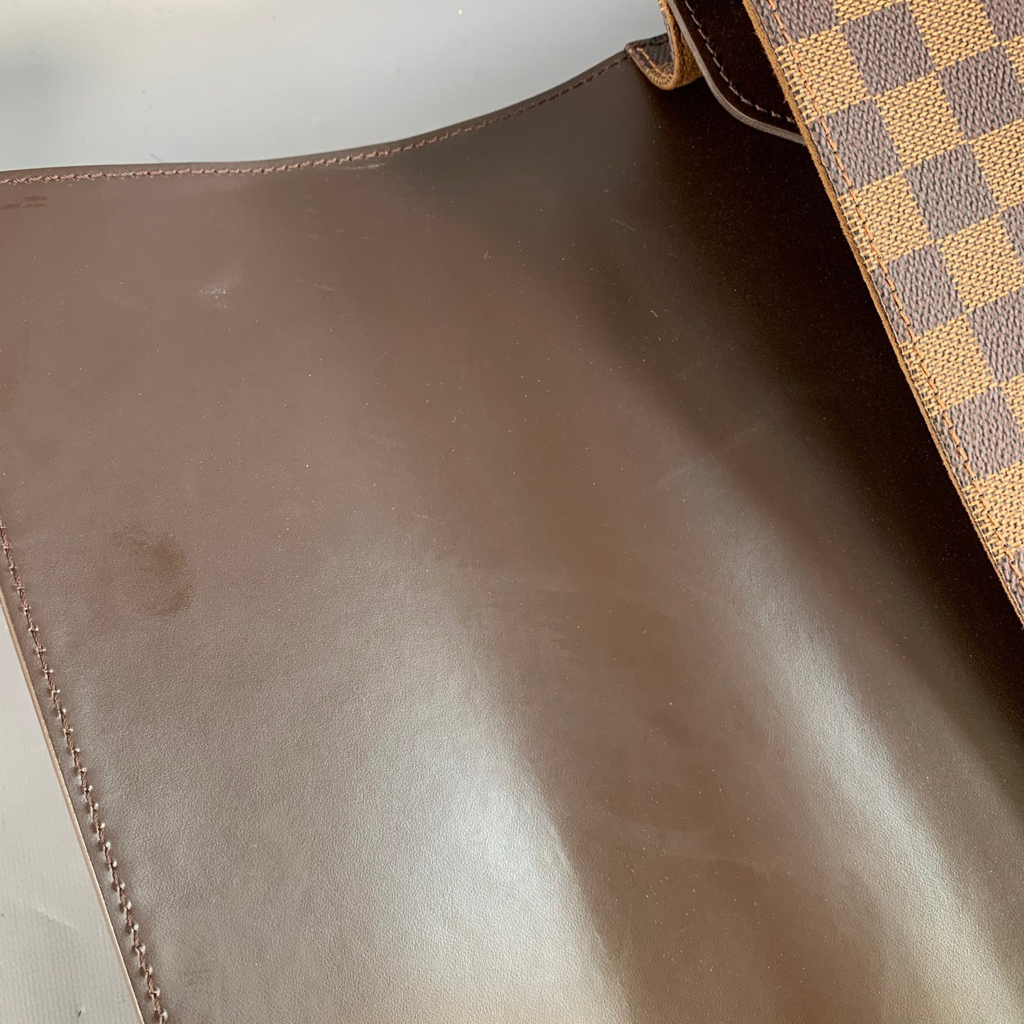 LOUIS VUITTON Ebene Brown Beige Damier Leather Coated Canvas Briefcase Bag