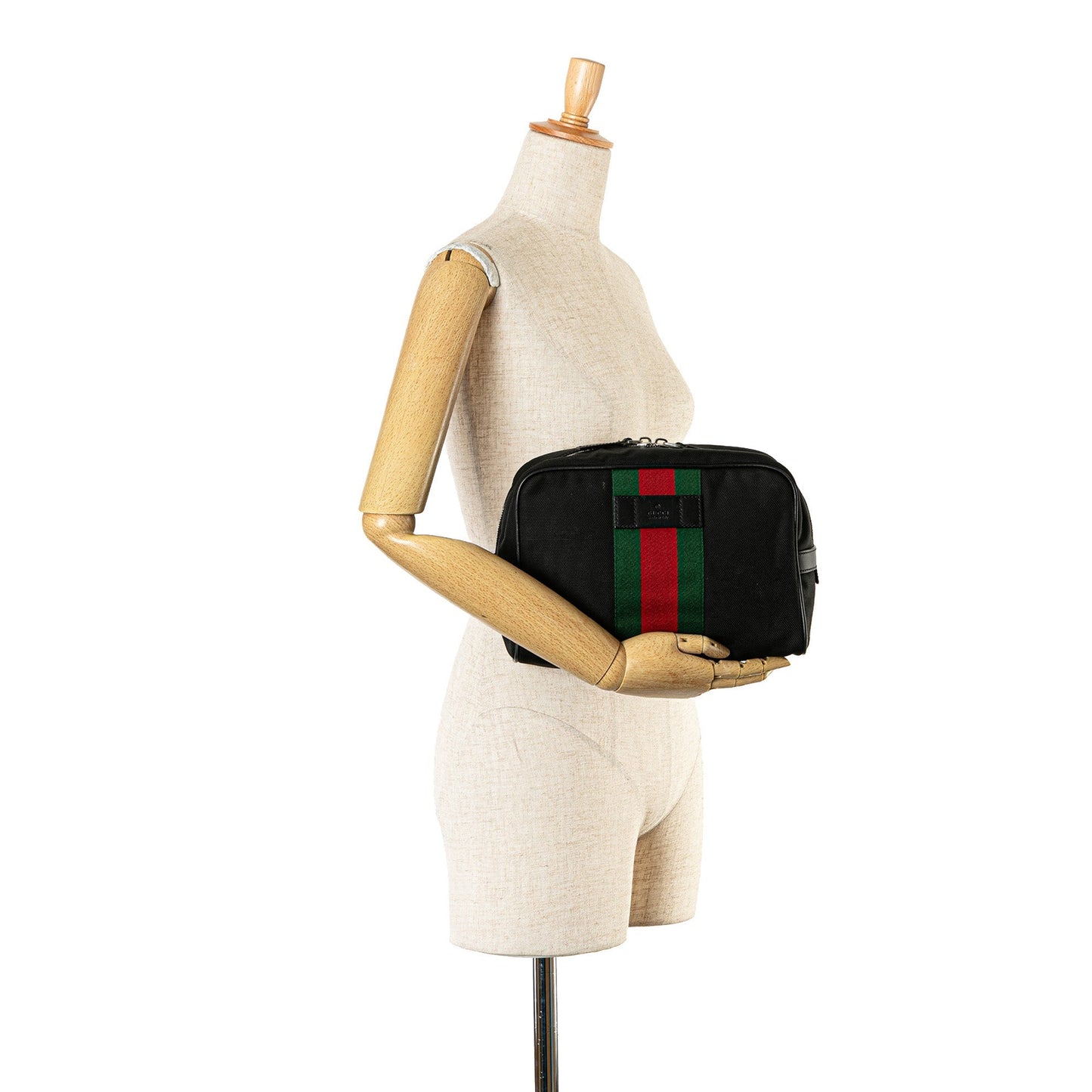 Black Gucci Techno Web Canvas Clutch