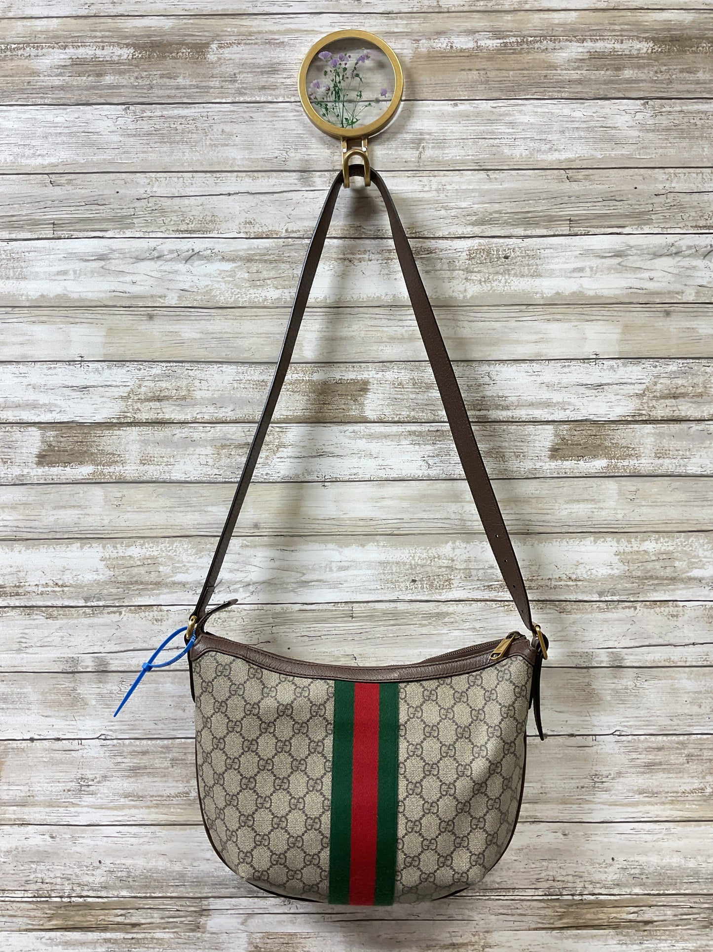 Crossbody Luxury Designer By Gucci In Brown & Tan, Size:Medium
