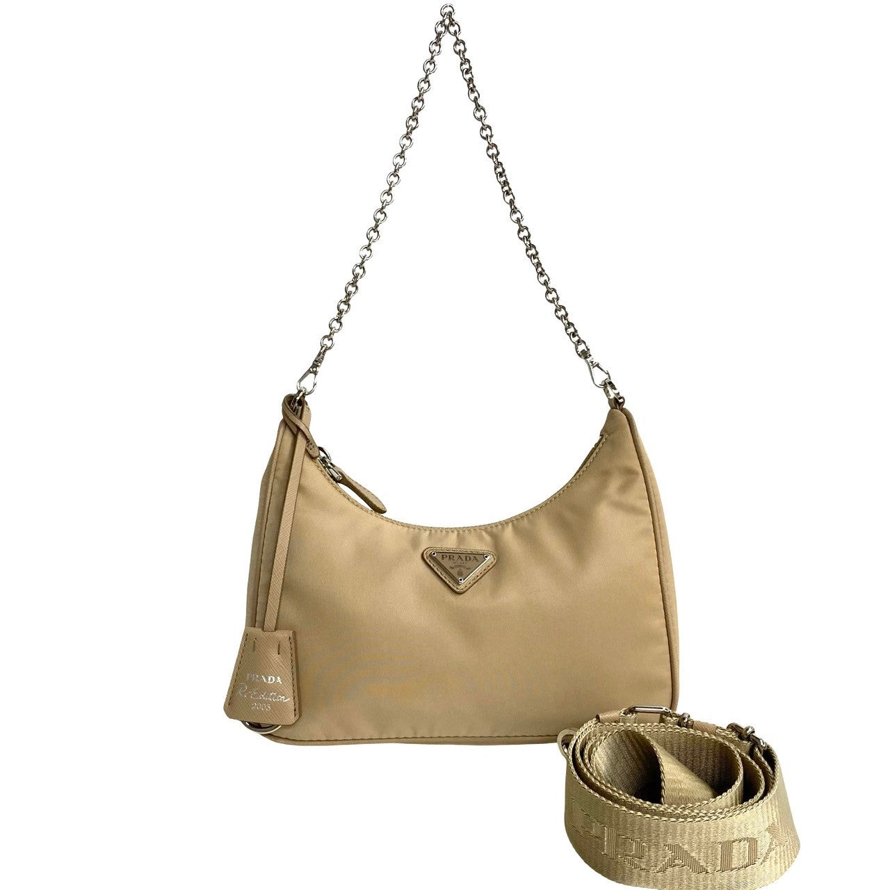 PRADA Shoulder Bag Nylon beige Re:Edition