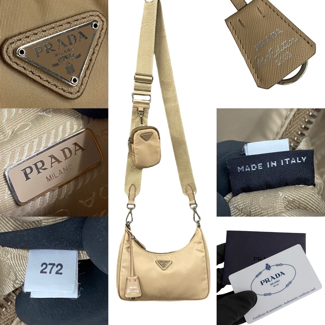 PRADA Shoulder Bag Nylon beige Re:Edition