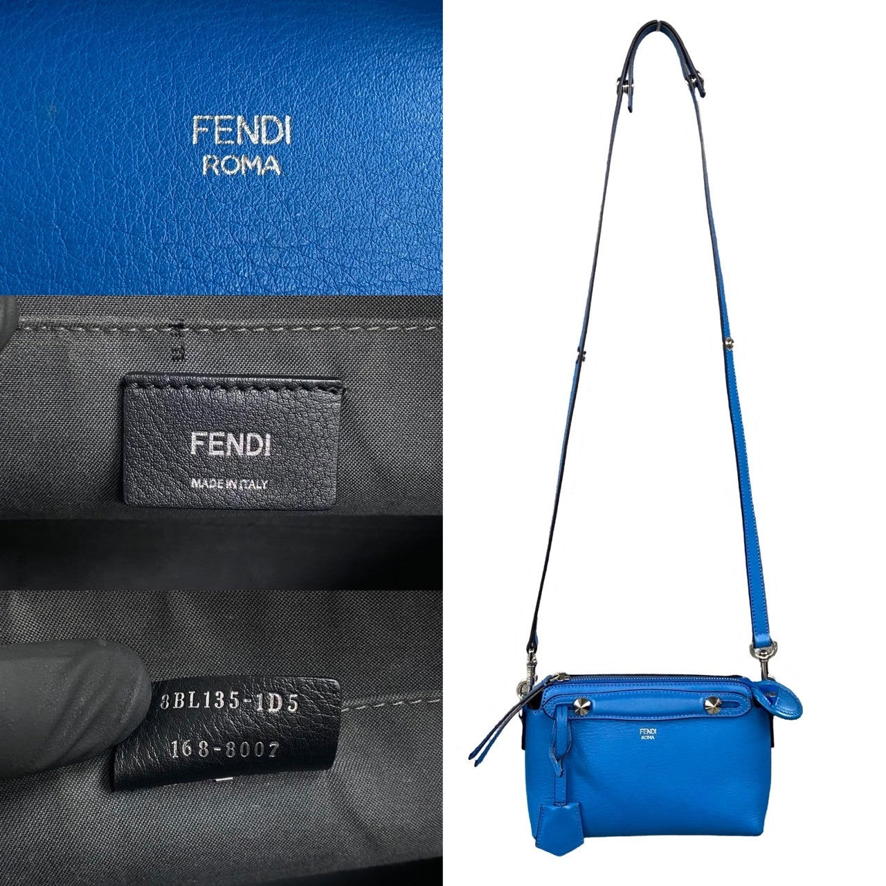 FENDI Shoulder Bag leather blue By the way small