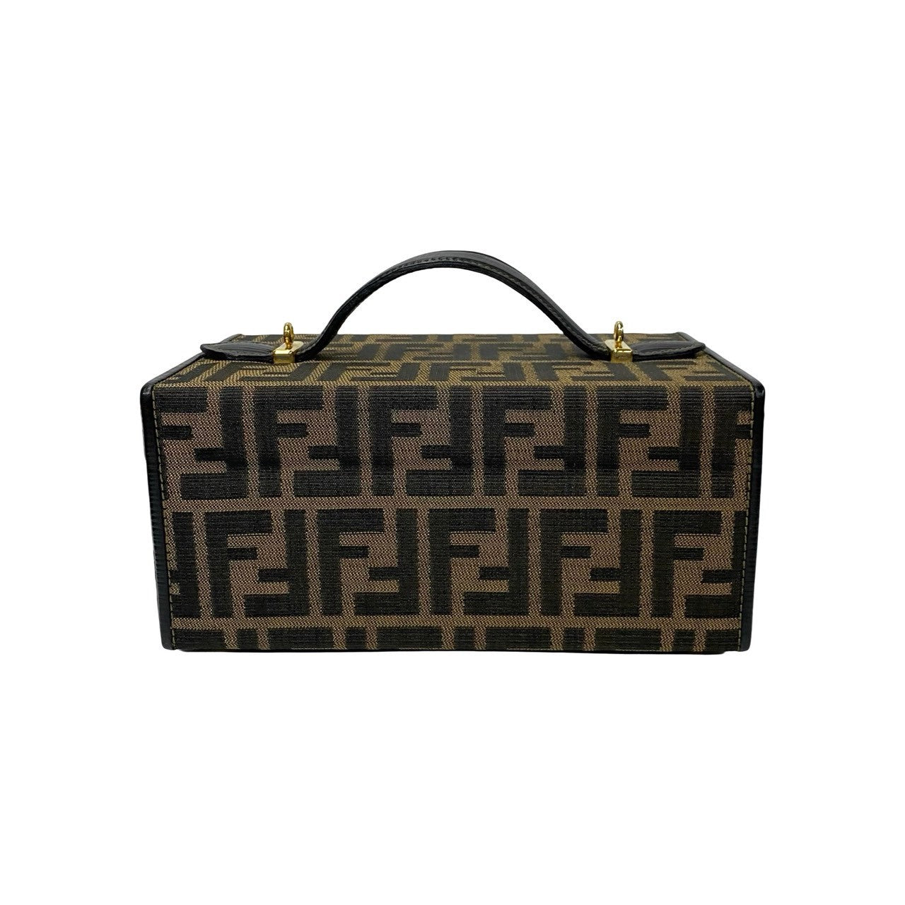 FENDI Shoulder Bag canvas Brown Dial Lock Vanity