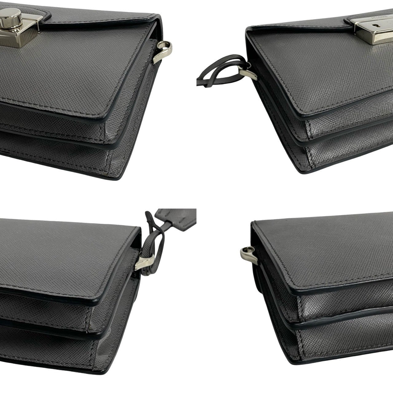 PRADA Shoulder Bag leather gray