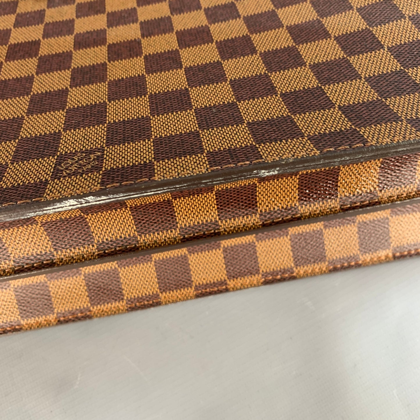 LOUIS VUITTON Ebene Brown Beige Damier Leather Coated Canvas Briefcase Bag