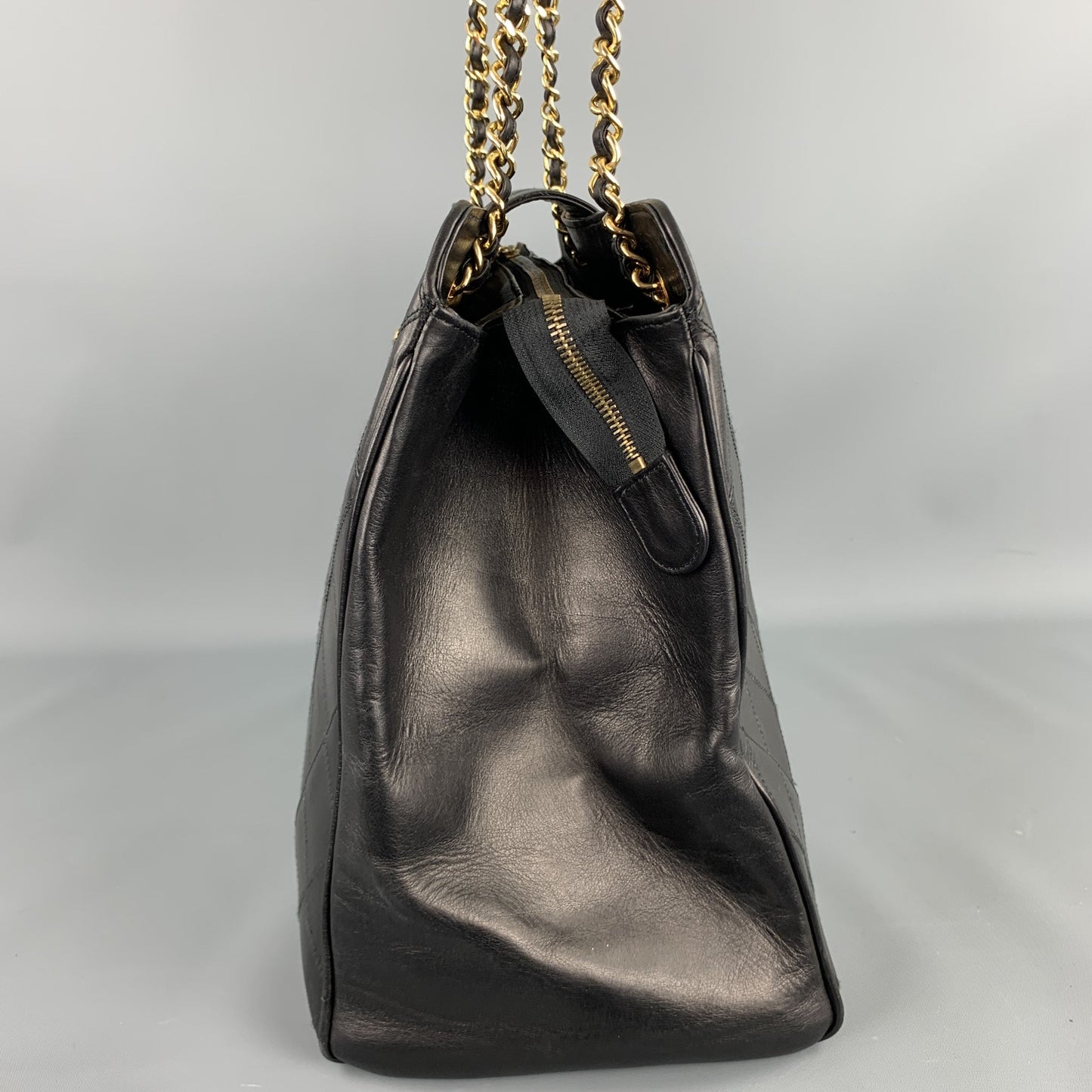 Vintage CHANEL Supermodel Jumbo XL Bag Black Quilted Leather Shoulder Handbag