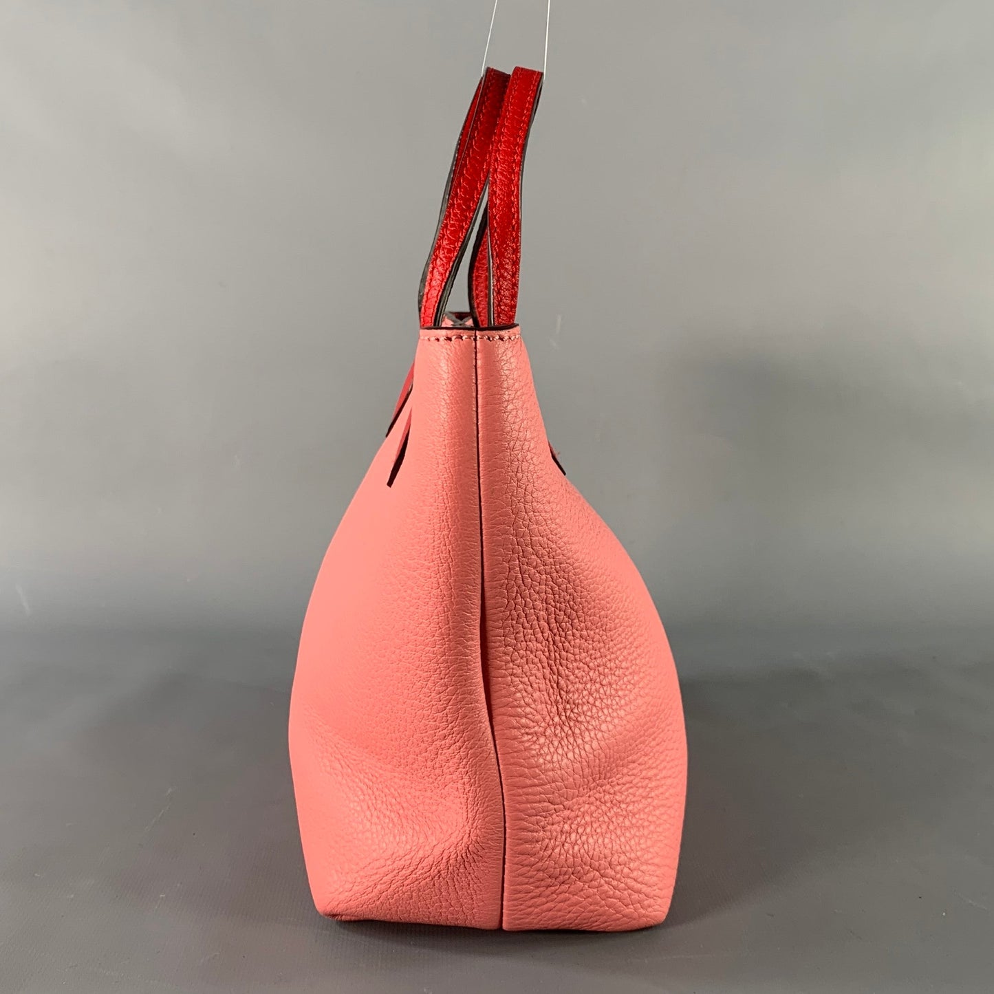GUCCI Pink Red Heart Pebble Grain Leather Mini Tote Handbag
