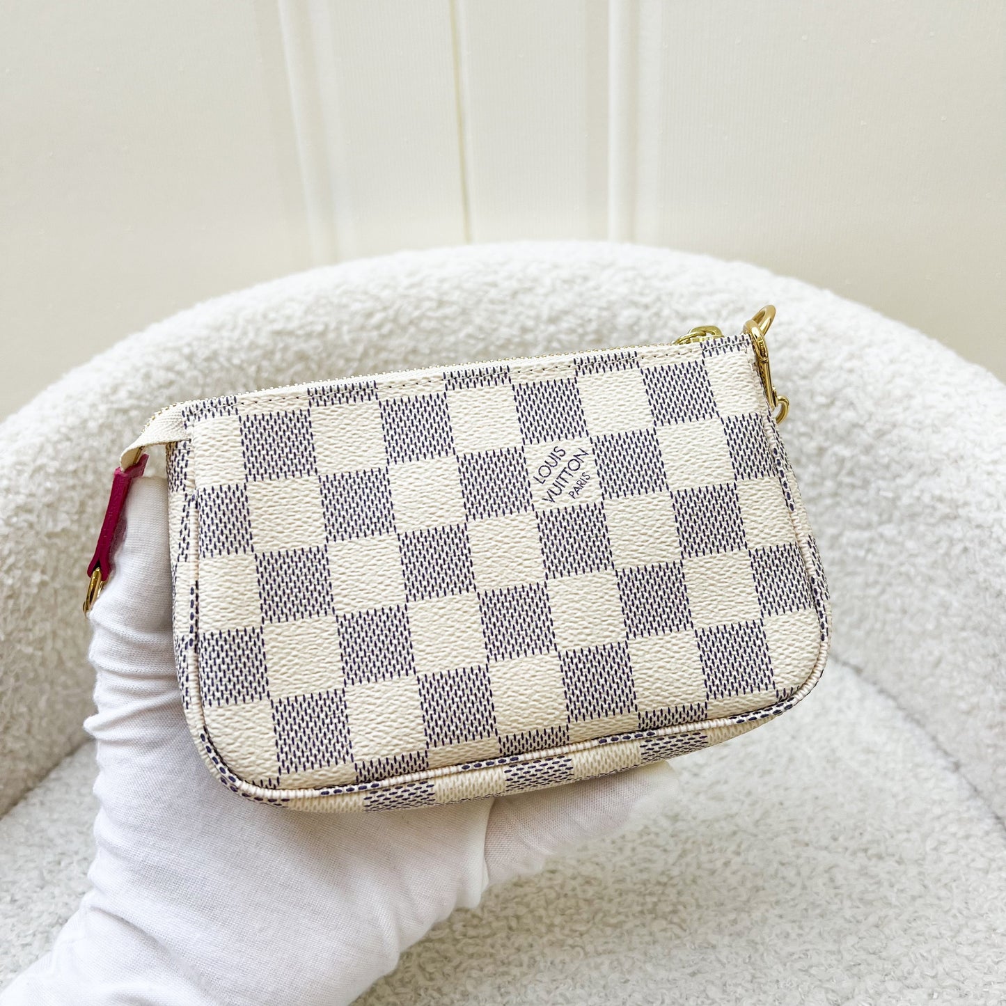 LV Mini Pochette Accessoires in Christmas 2021 Animation in Damier Azur Canvas GHW