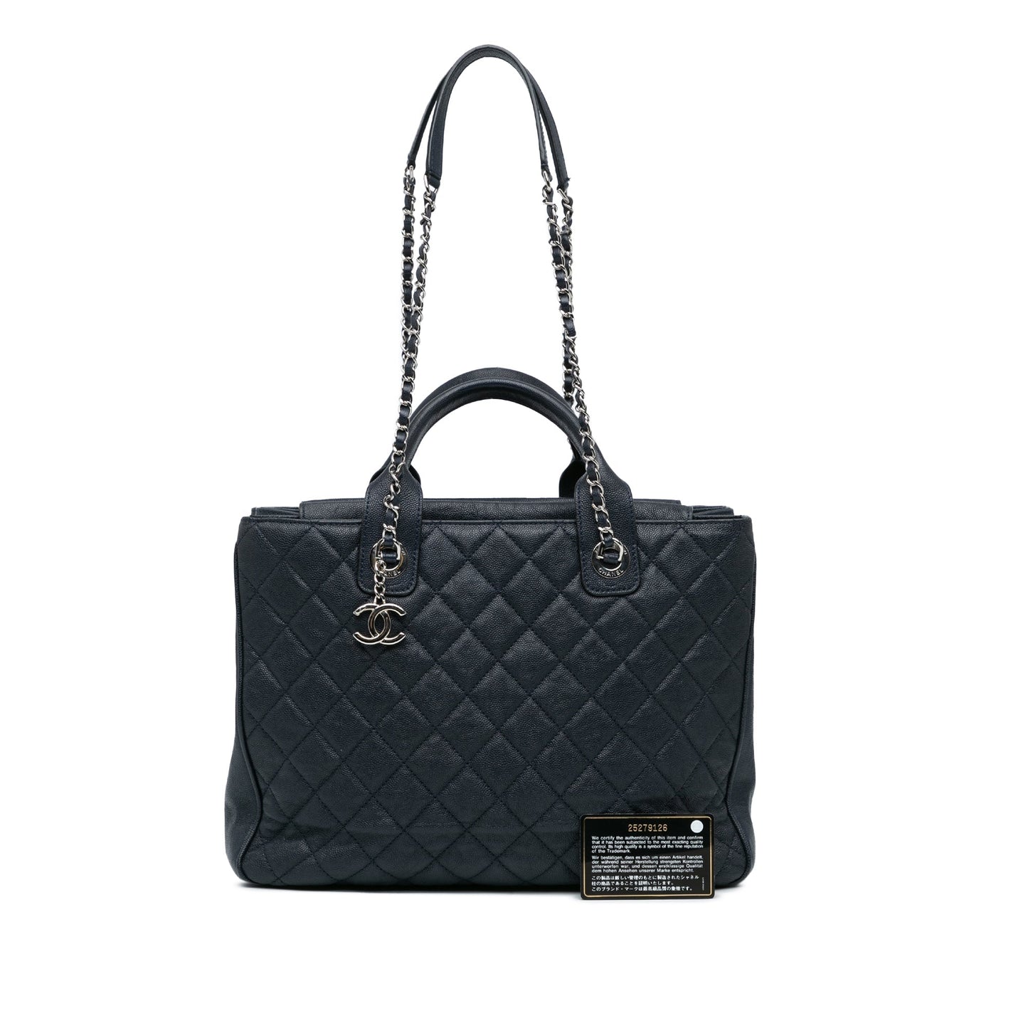 Blue Chanel Large Quilted Caviar Urban Companion Tote Satchel