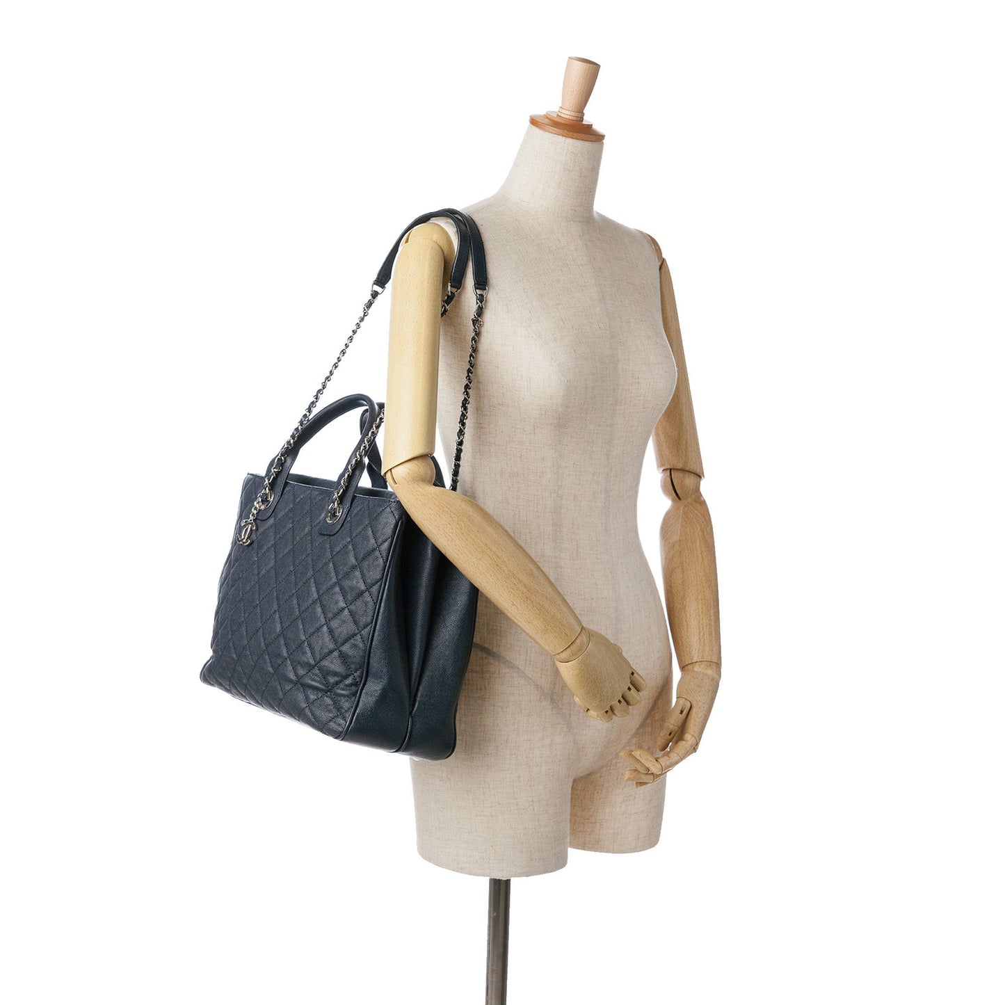 Blue Chanel Large Quilted Caviar Urban Companion Tote Satchel
