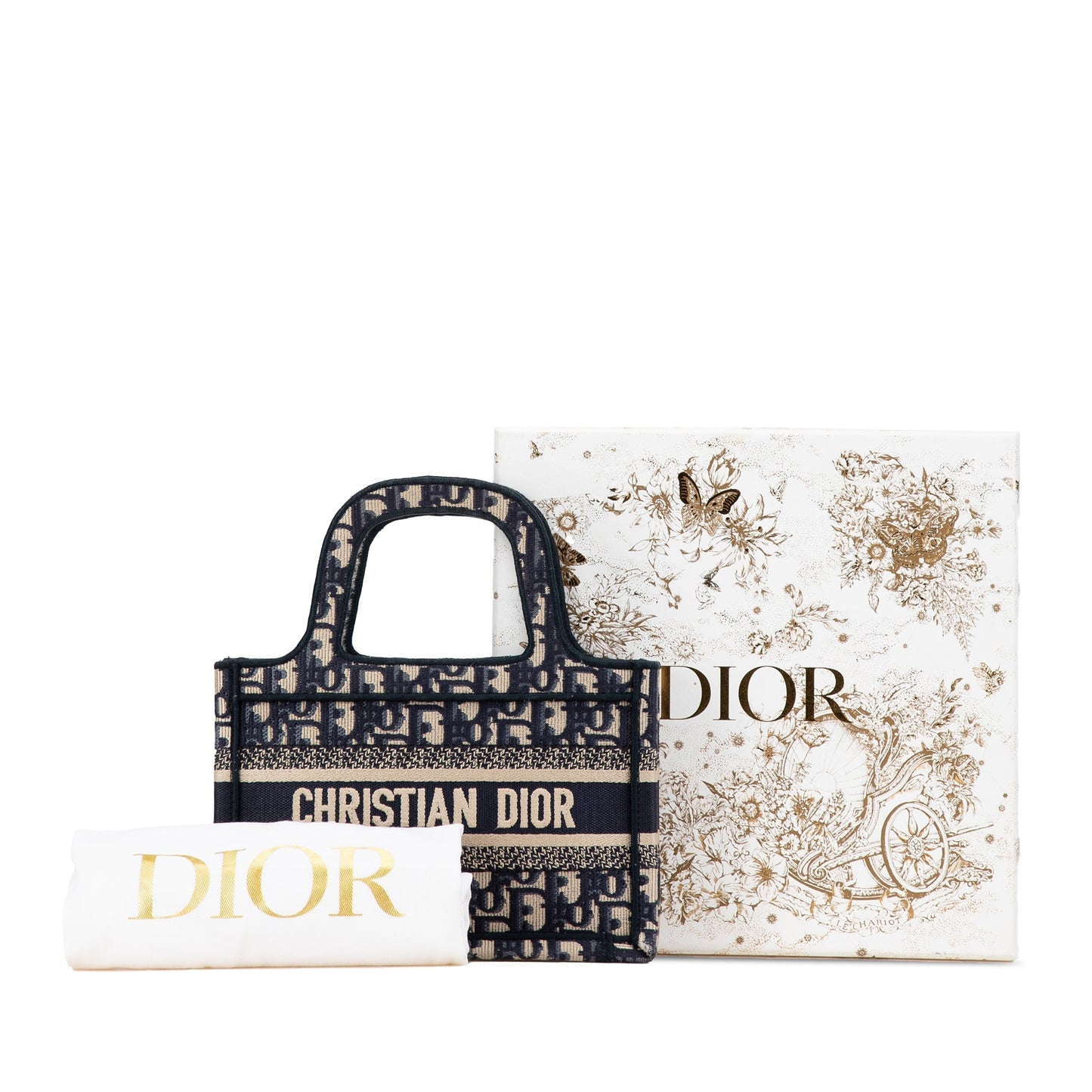 Blue Dior Mini Oblique Book Tote Handbag