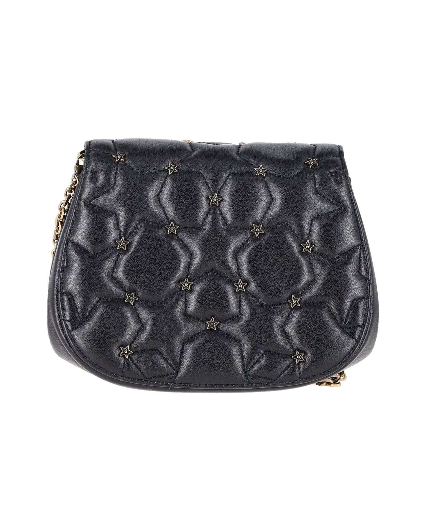 Dior Studded D-Fence Round Clutch with Chain in Black Leather