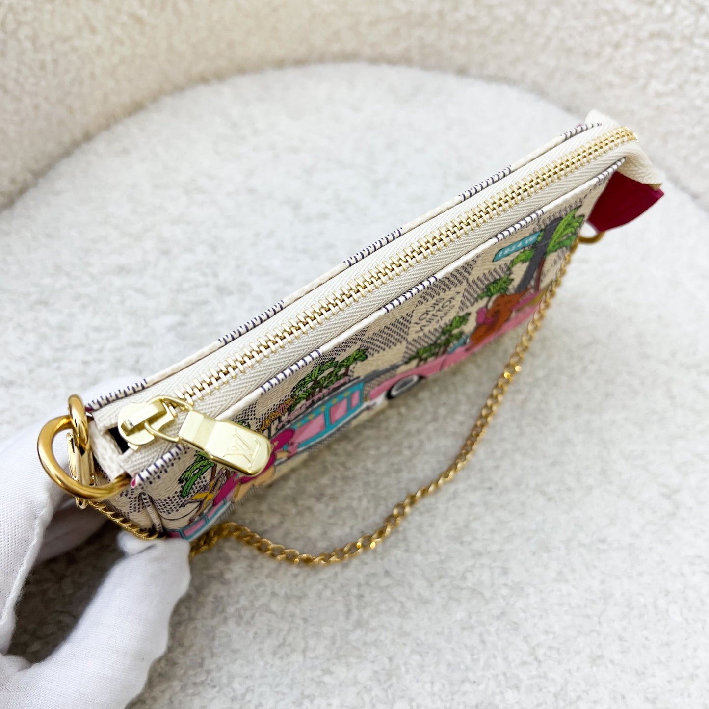 LV Mini Pochette Accessoires in Christmas 2021 Animation in Damier Azur Canvas GHW