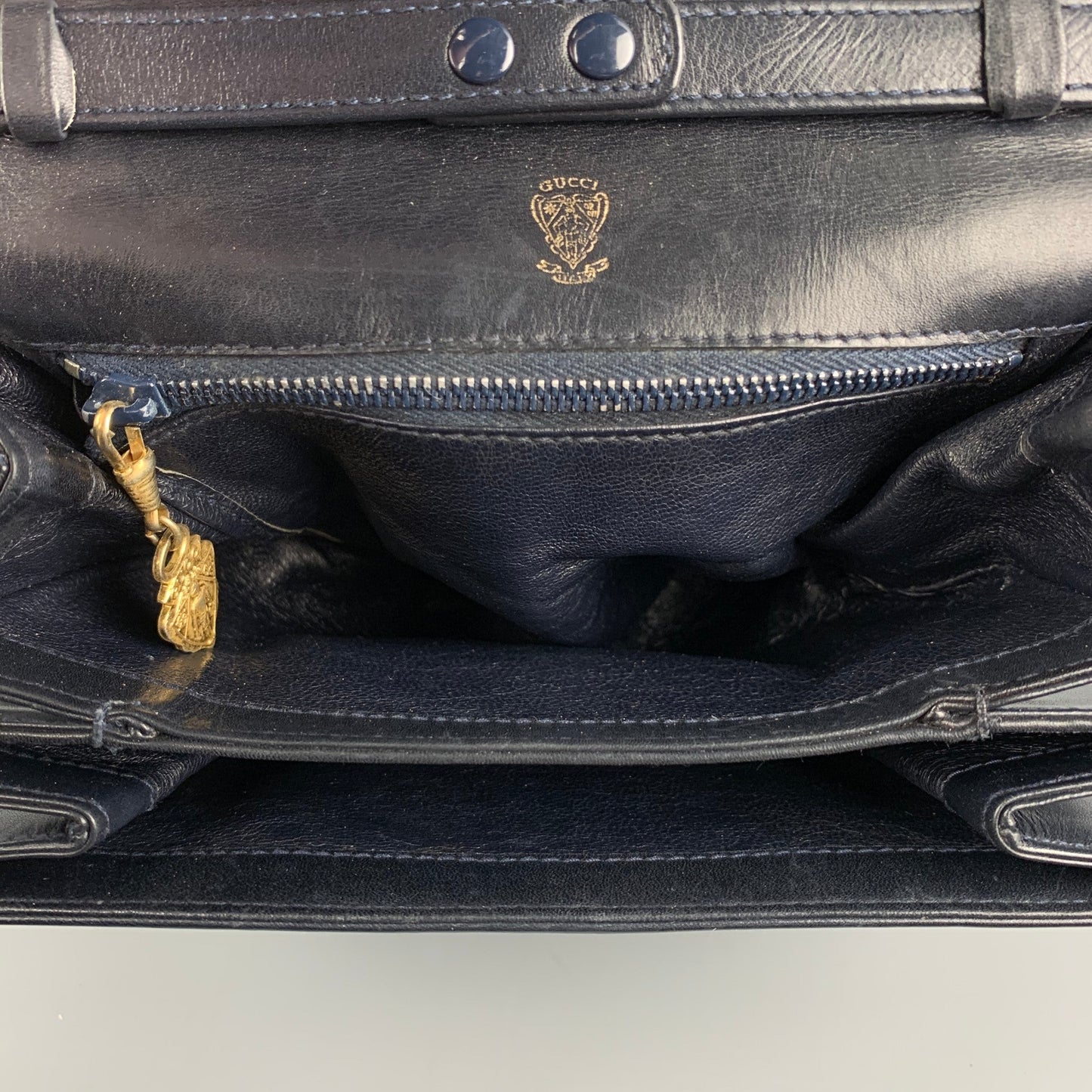 Vintage GUCCI Black Leather Shoulder Handbag