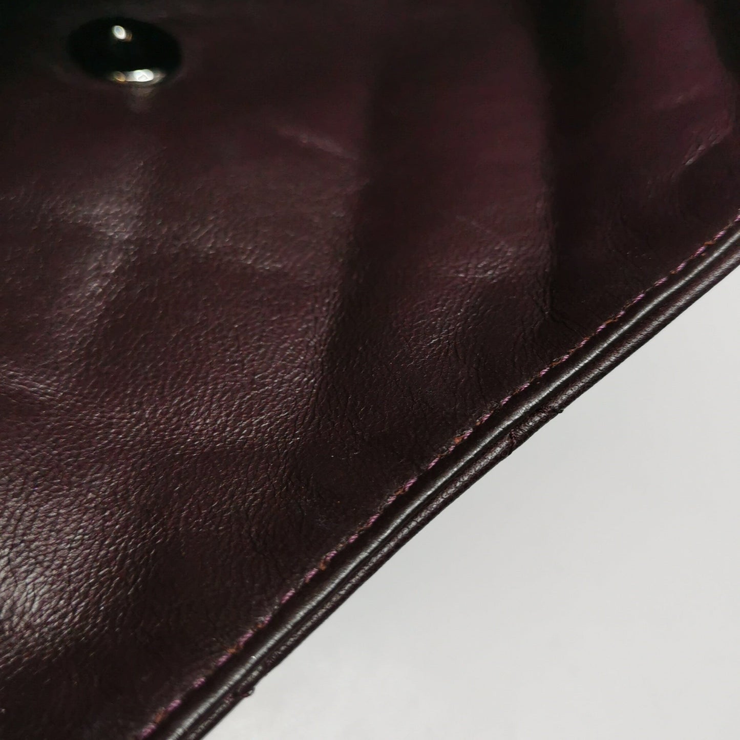 Chanel Envelope Clutch Shoulder Bag Burgundy Wine Lambskin Leather Silver Hardware