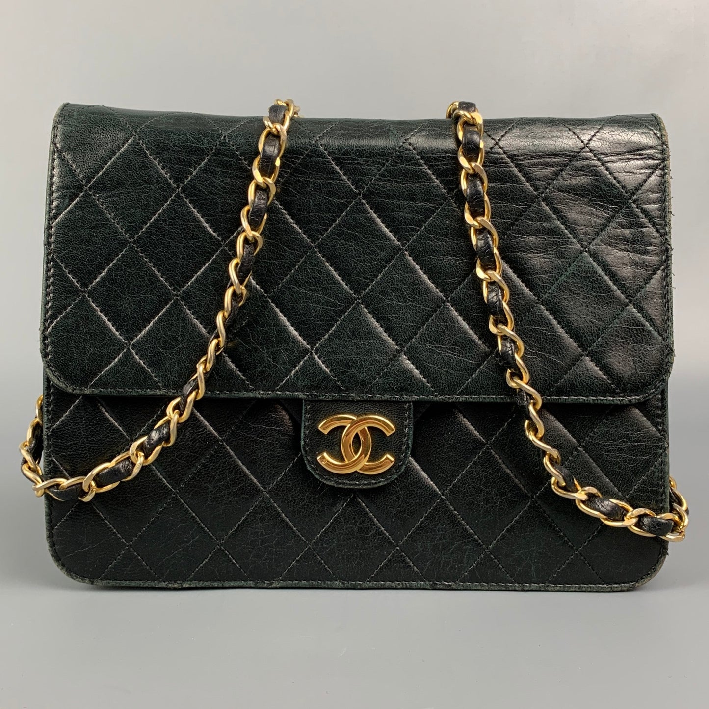 Vintage CHANEL Black Quilted Leather Shoulder Bag Handbag