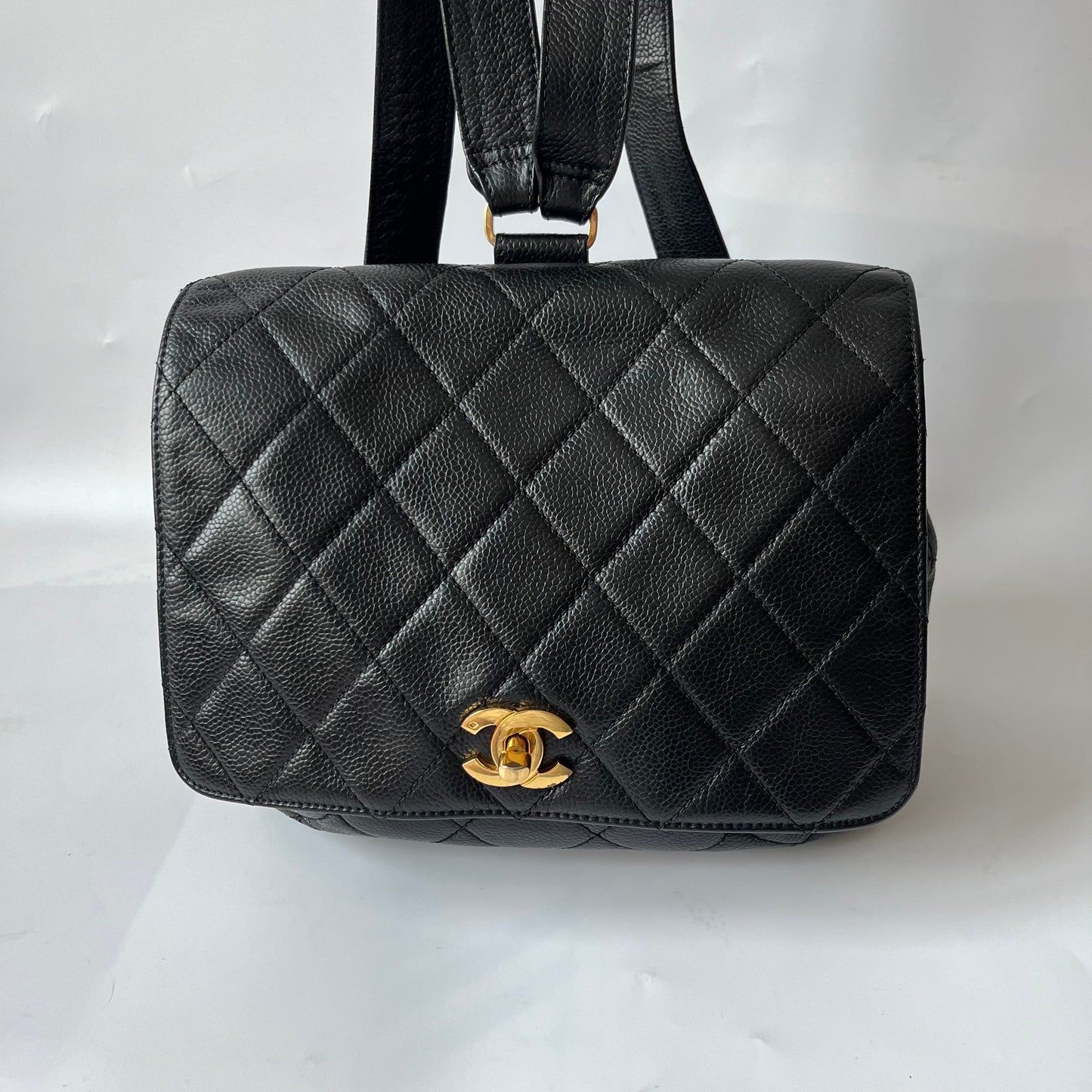 Chanel Vintage Duma Backpack Black Caviar Leather Gold Hardware, 1996-97
