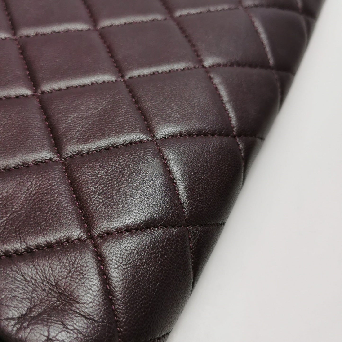 Chanel Envelope Clutch Shoulder Bag Burgundy Wine Lambskin Leather Silver Hardware