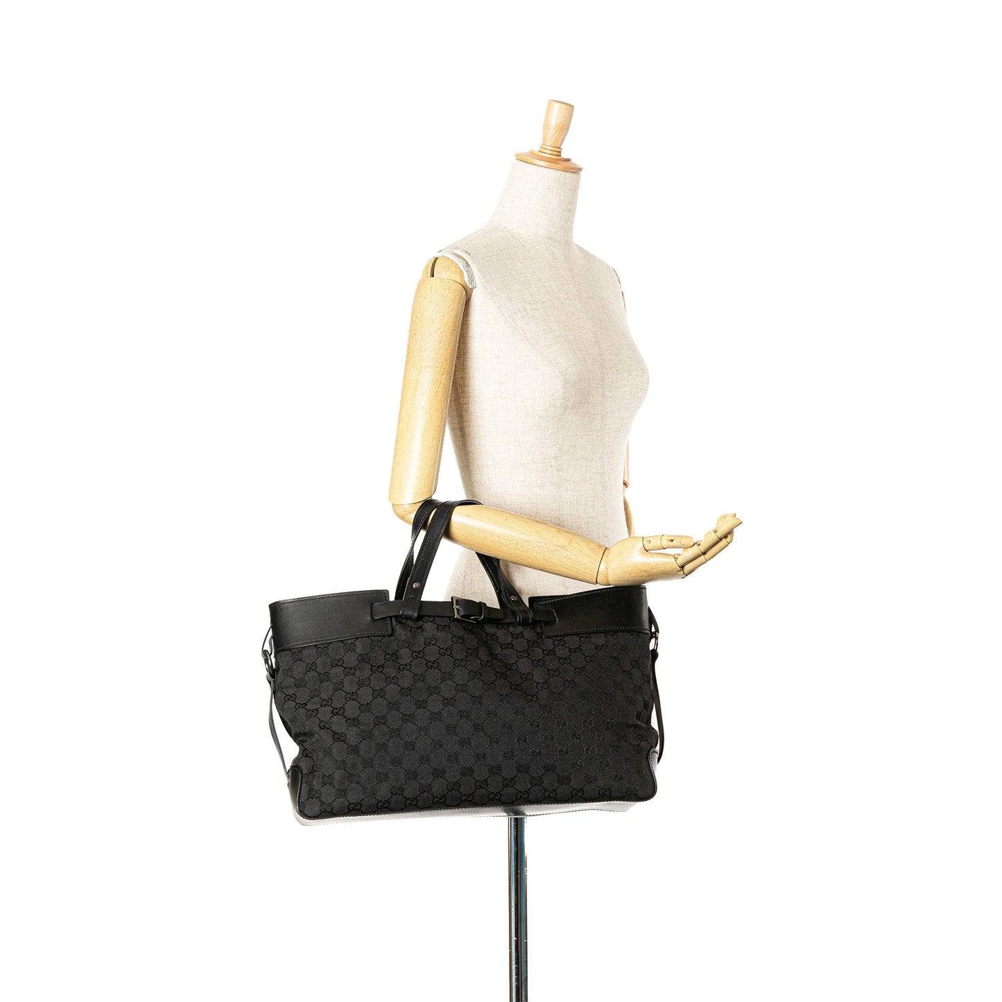 Black Gucci GG Canvas Buckle Tote