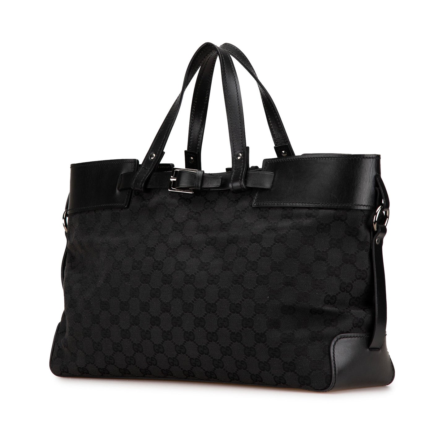 Black Gucci GG Canvas Buckle Tote