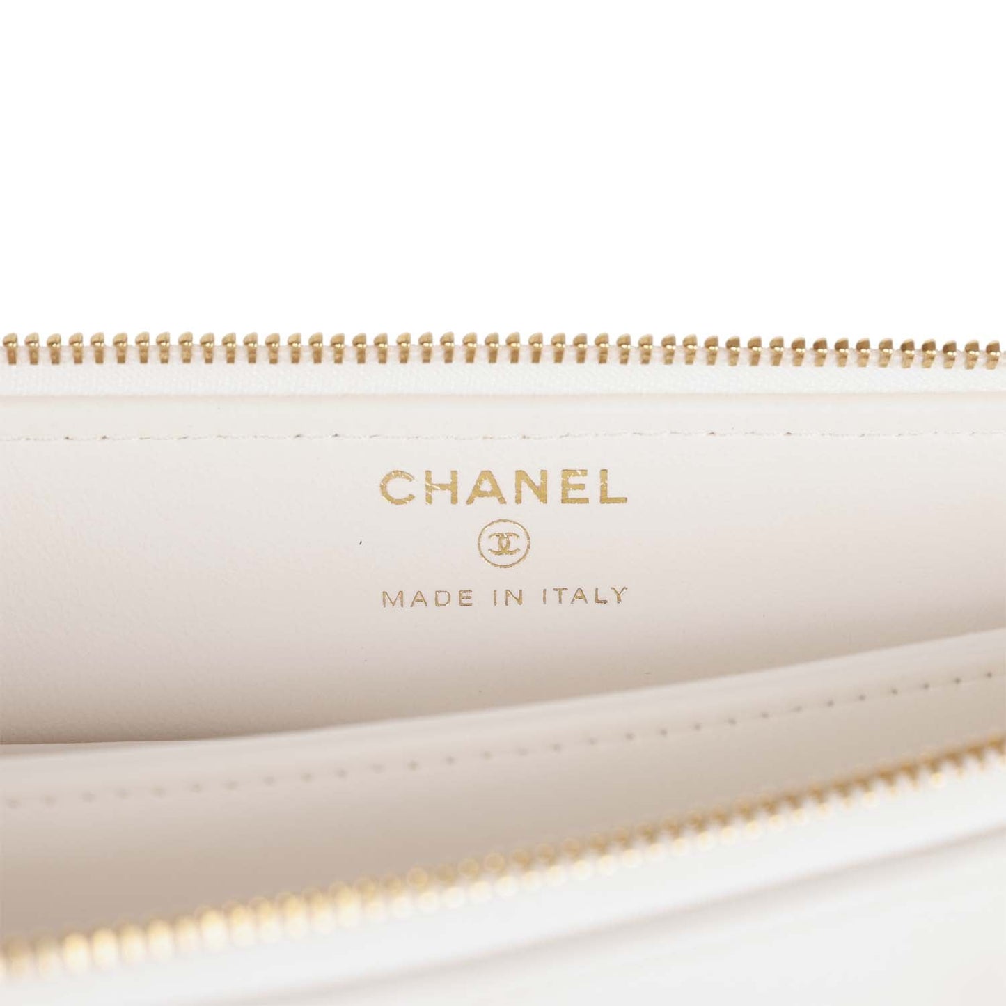Chanel Ruffle Clutch with Wristlet White Lambskin Light Gold Hardware