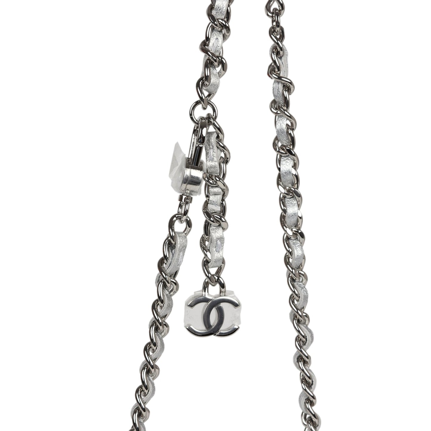 Chanel Crystal CC Walk Of Fame Clutch Wallet Silver Metallic Goatskin Silver Hardware