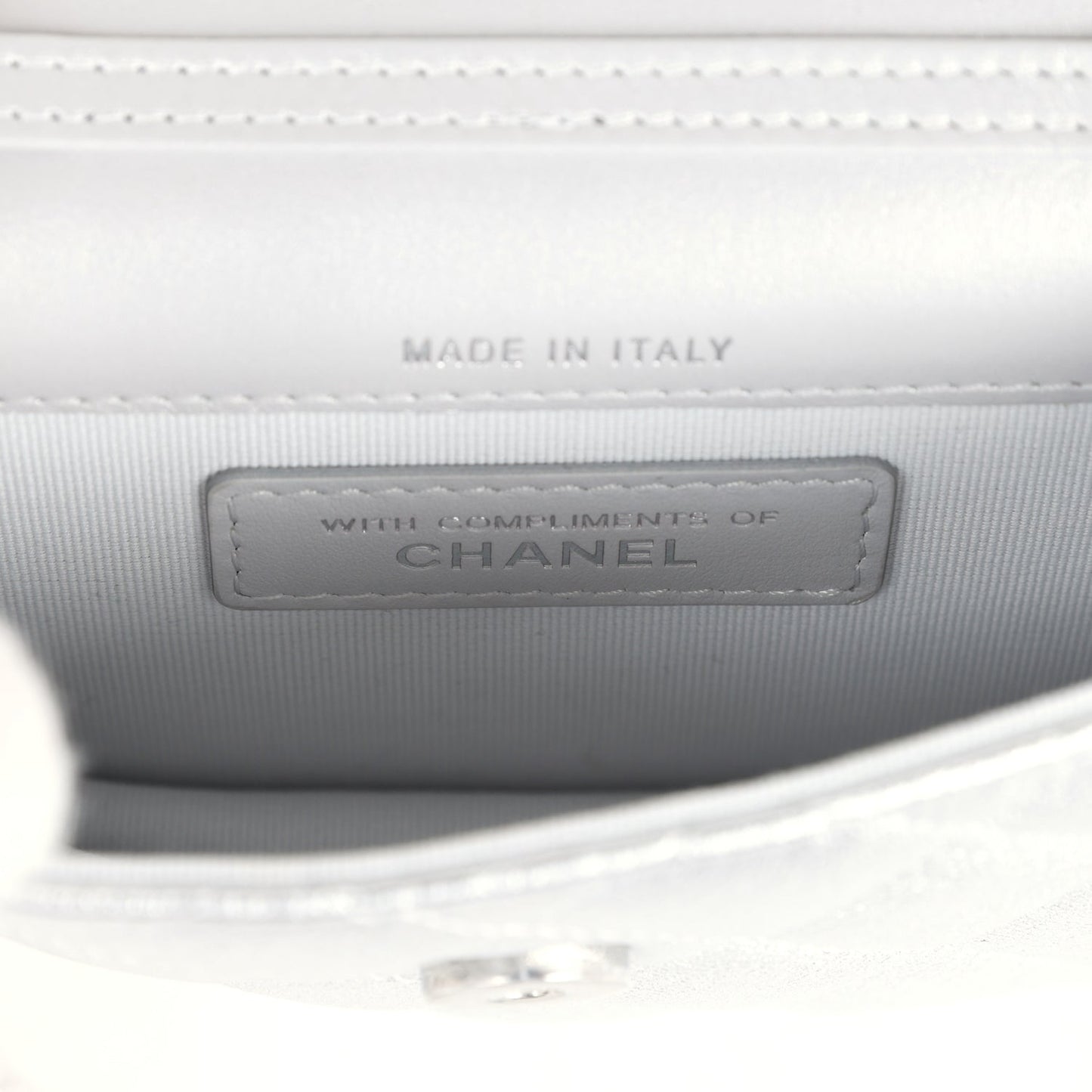 Chanel Crystal CC Walk Of Fame Clutch Wallet Silver Metallic Goatskin Silver Hardware