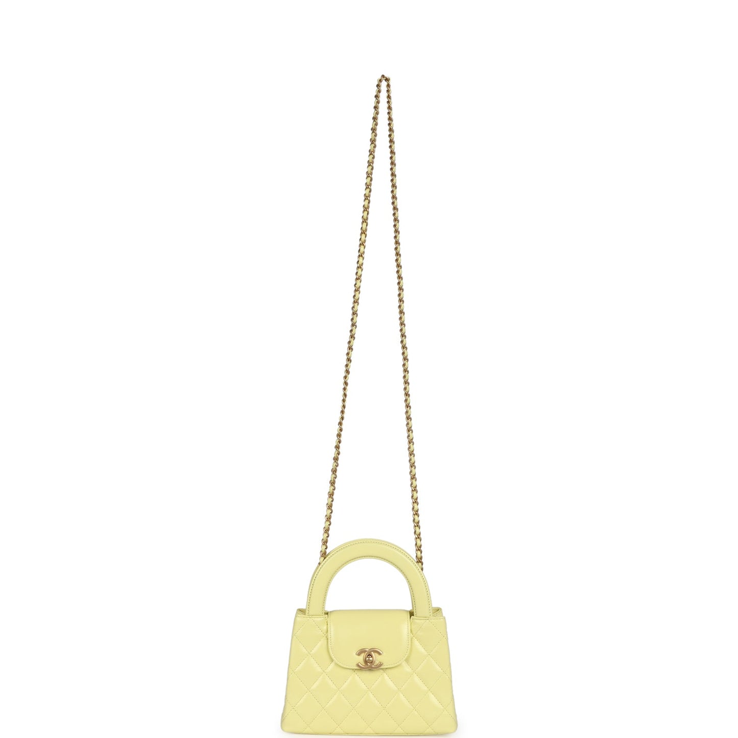 Chanel Small Kelly Yellow Shiny Aged Calfskin Brushed Gold Hardware