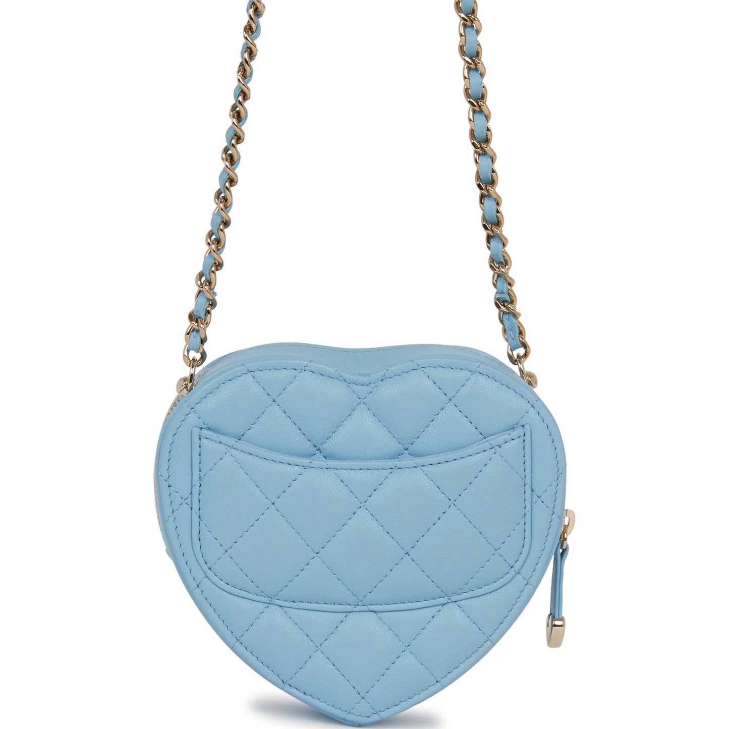 Chanel CC In Love Heart Clutch with Chain Blue Lambskin Light Gold Hardware