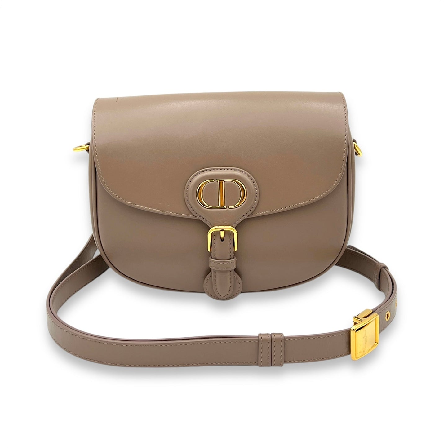 Bobby Crossbody Bag Brown in Calfskin, Gold hardware