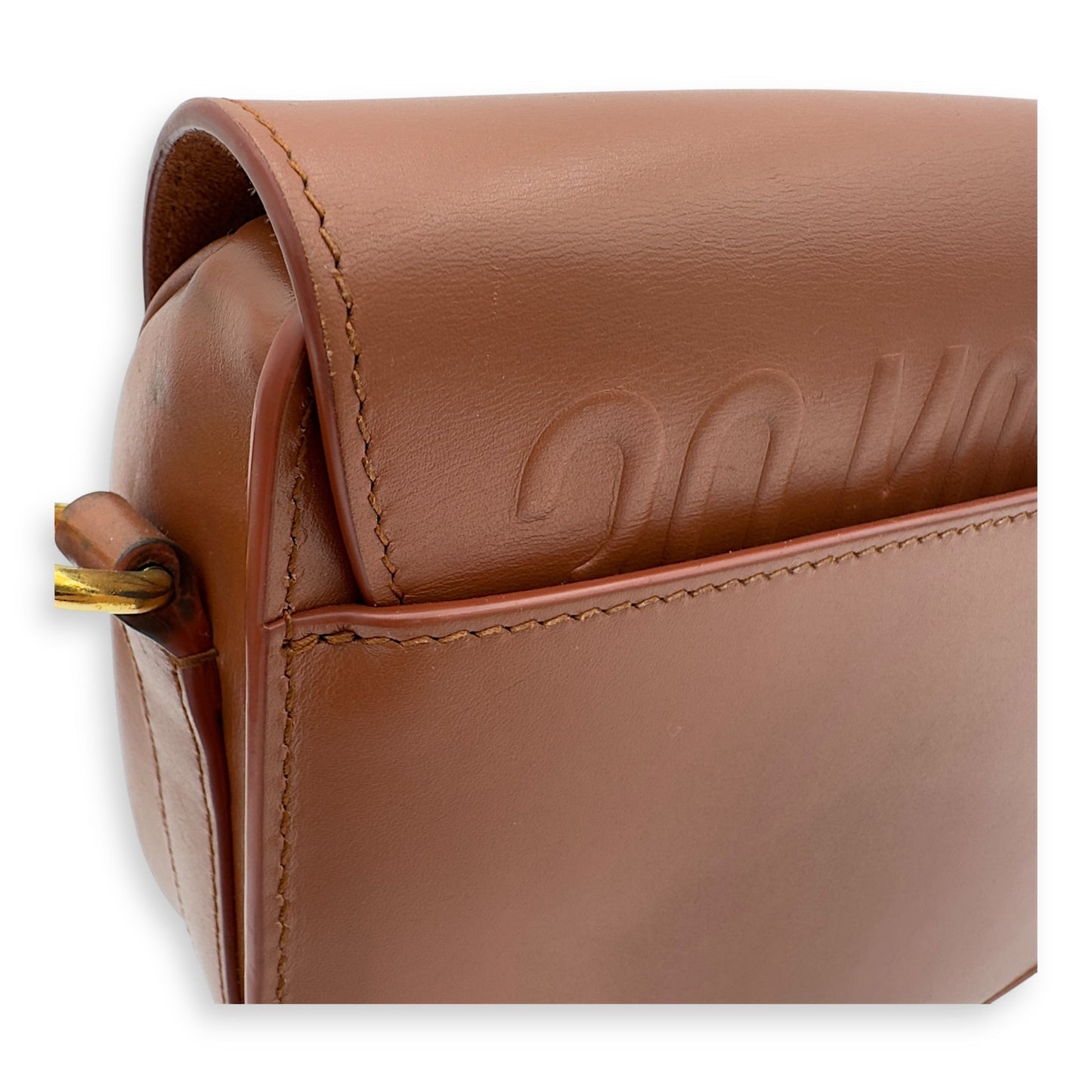 Bobby Shoulder Bag Brown in Calfskin, Gold hardware