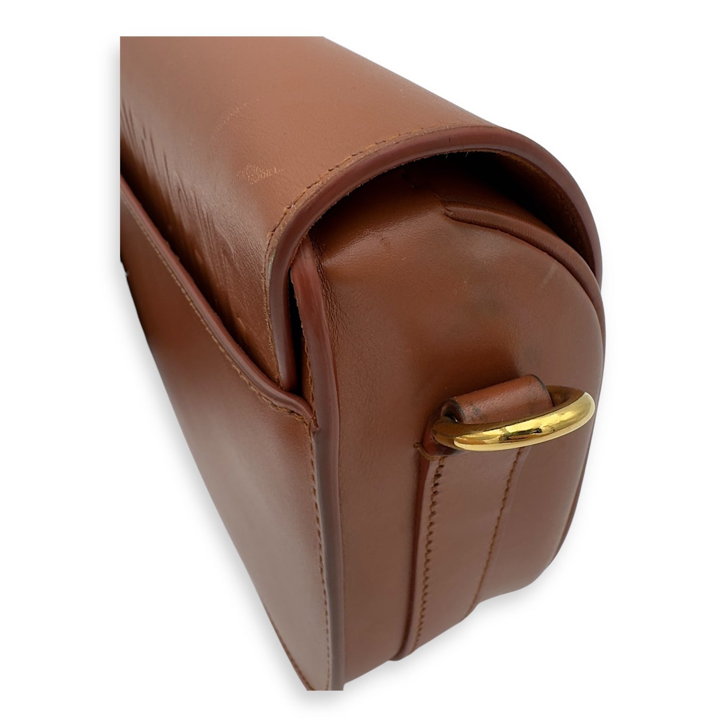 Bobby Shoulder Bag Brown in Calfskin, Gold hardware