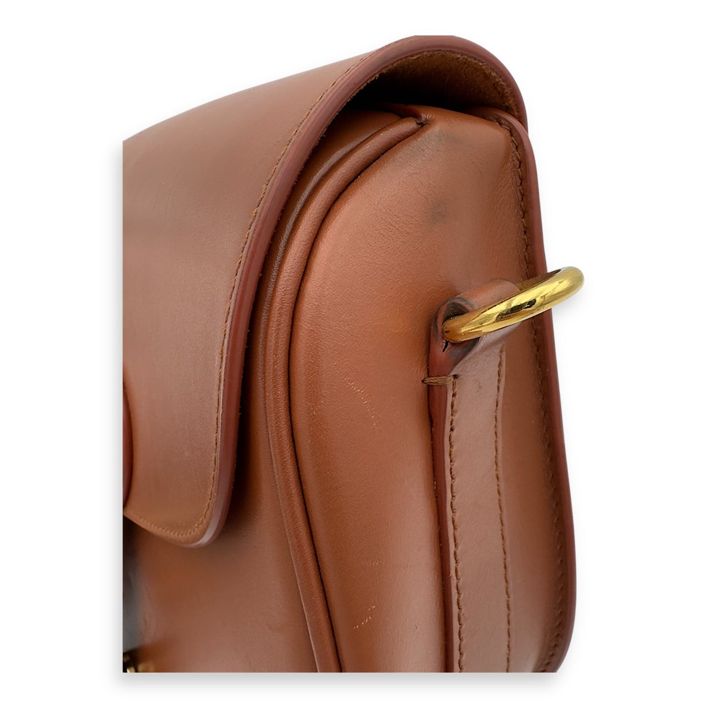 Bobby Shoulder Bag Brown in Calfskin, Gold hardware