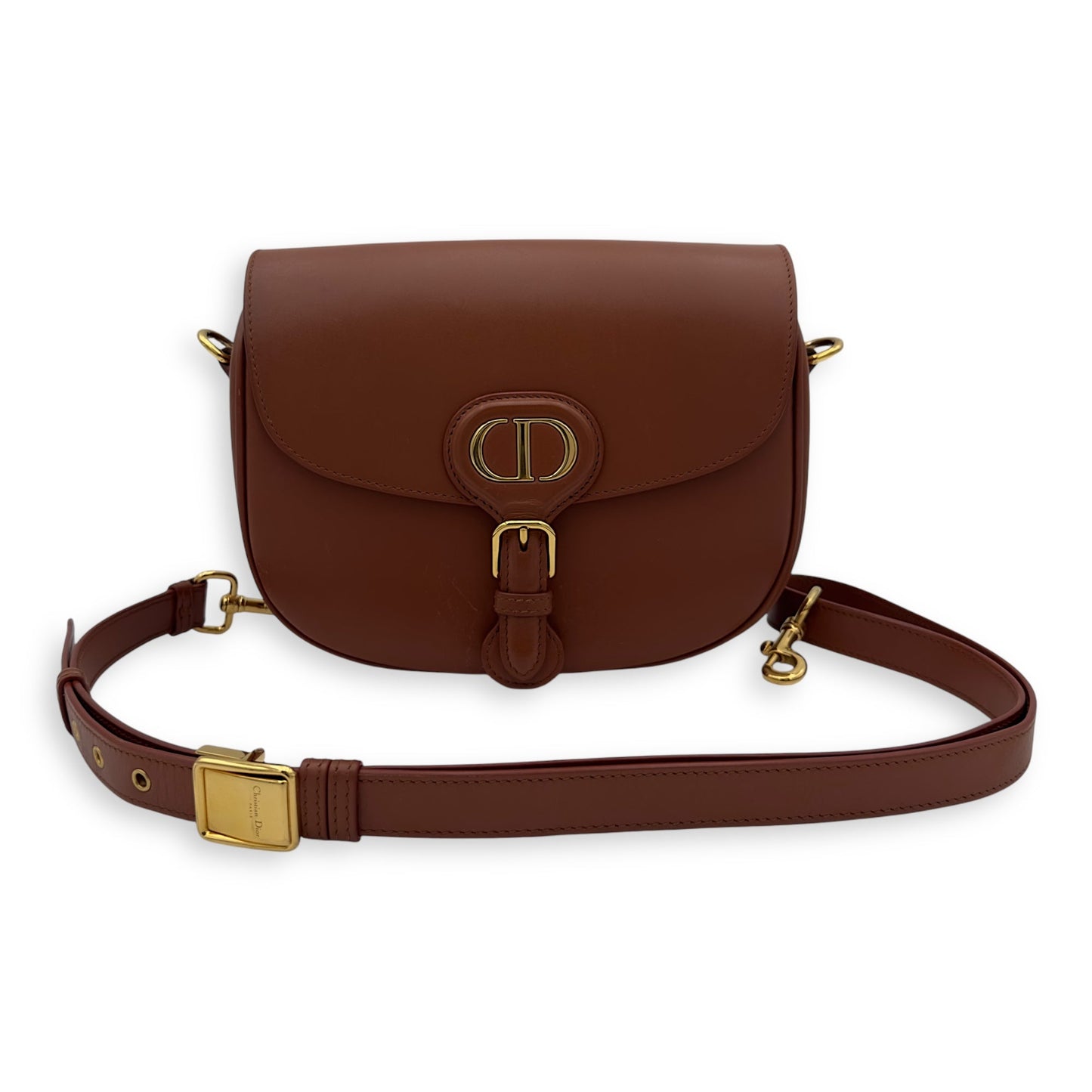 Bobby Shoulder Bag Brown in Calfskin, Gold hardware