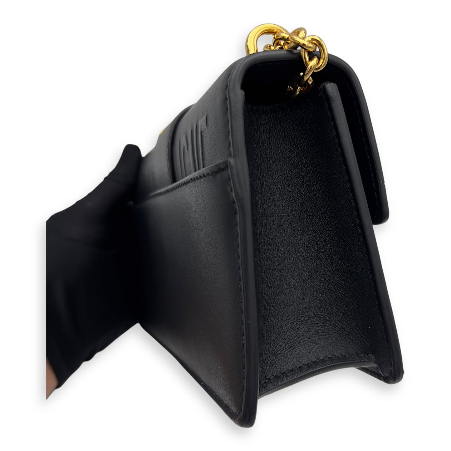 Montaigne Shoulder Bag Black in Calfskin, Gold hardware