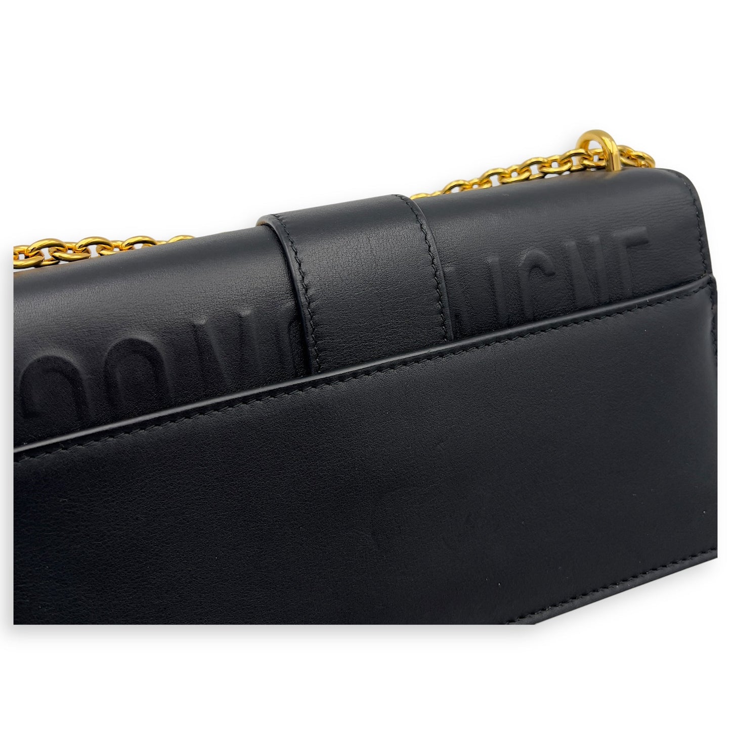 Montaigne Shoulder Bag Black in Calfskin, Gold hardware