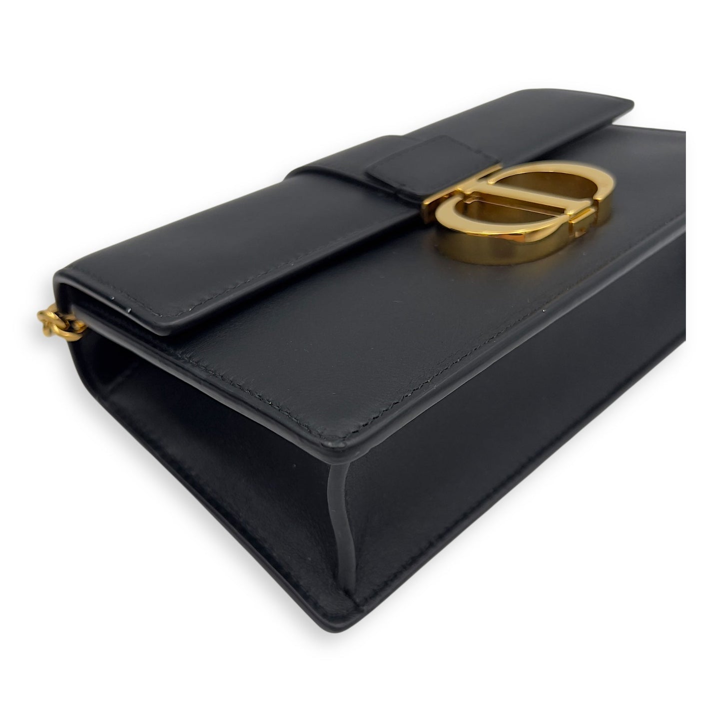 Montaigne Shoulder Bag Black in Calfskin, Gold hardware