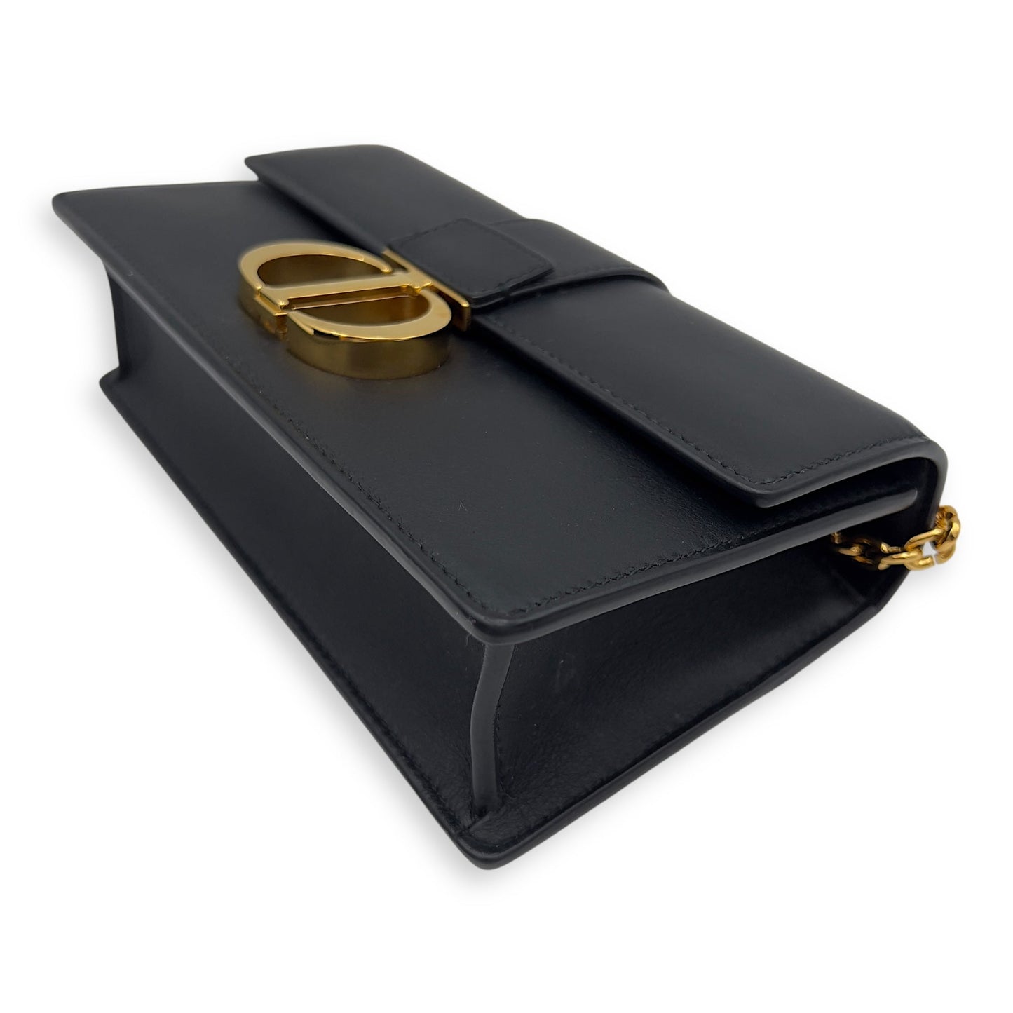 Montaigne Shoulder Bag Black in Calfskin, Gold hardware